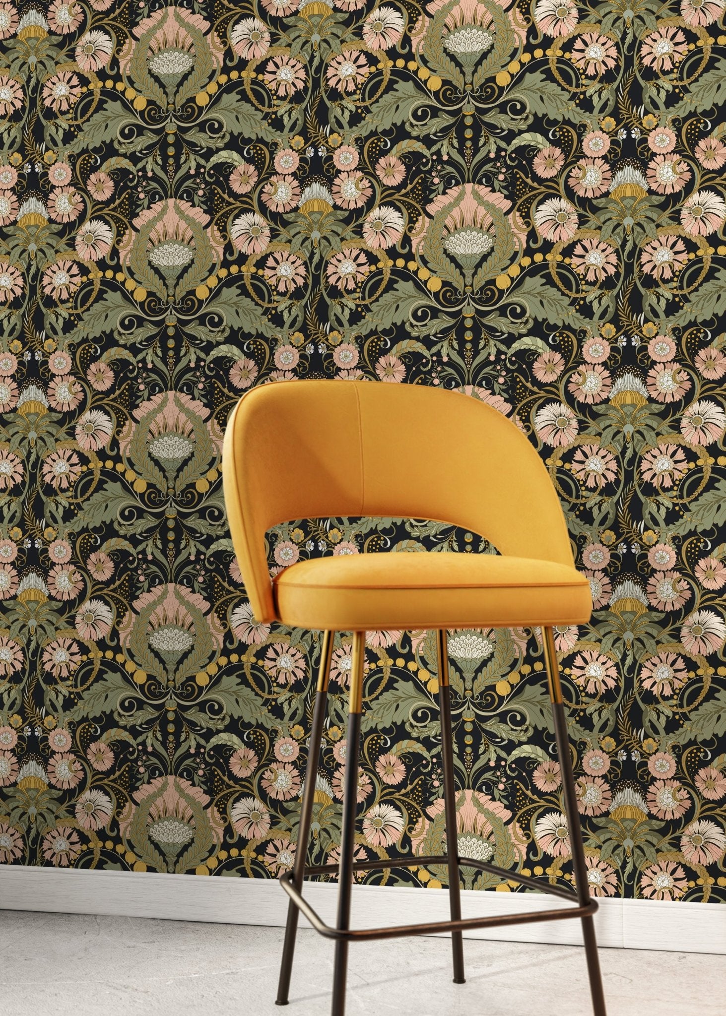 Elegant Floral Art Nouveau Wallpaper - D408 - WallTrend