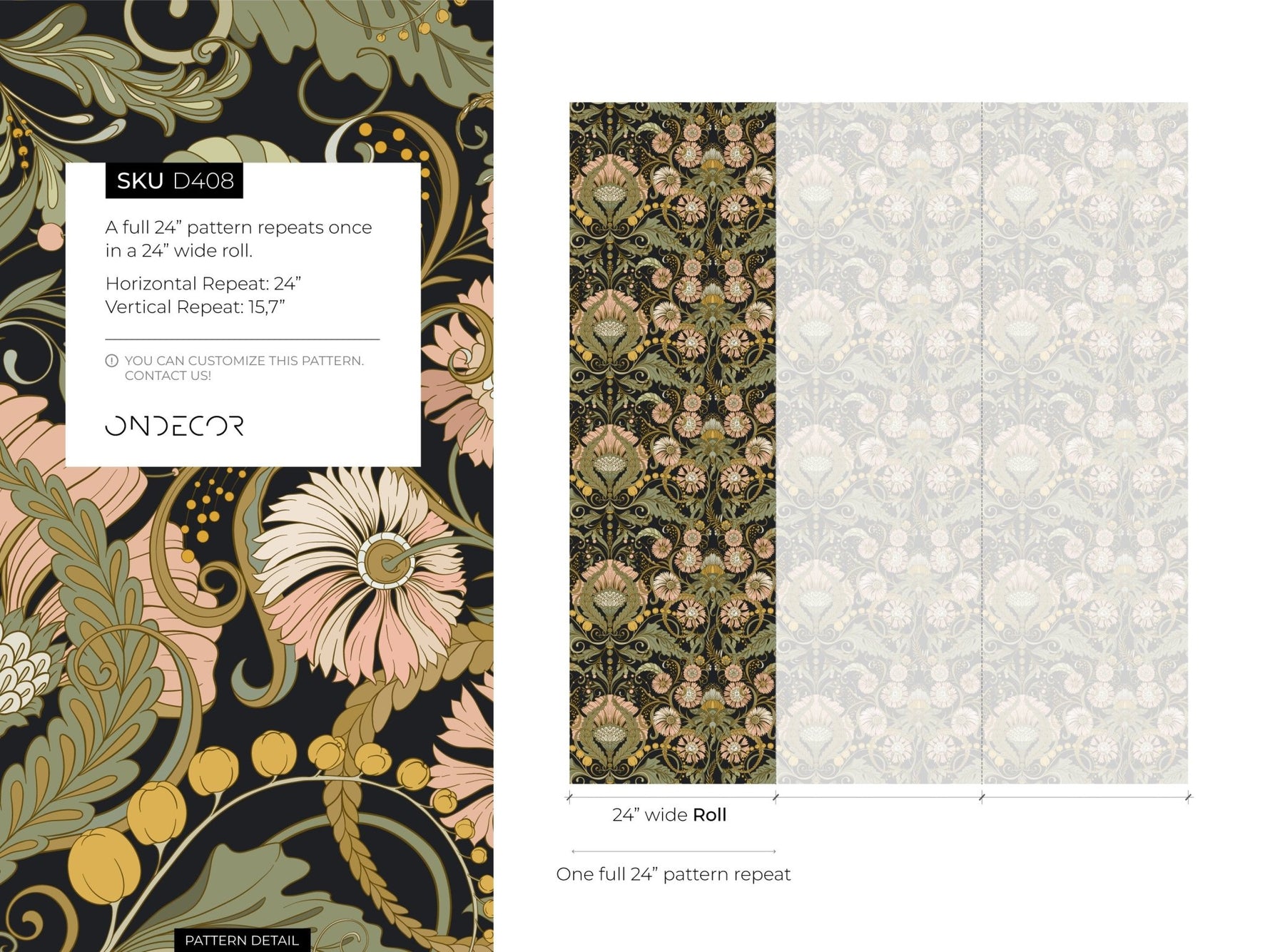 Elegant Floral Art Nouveau Wallpaper - D408 - WallTrend