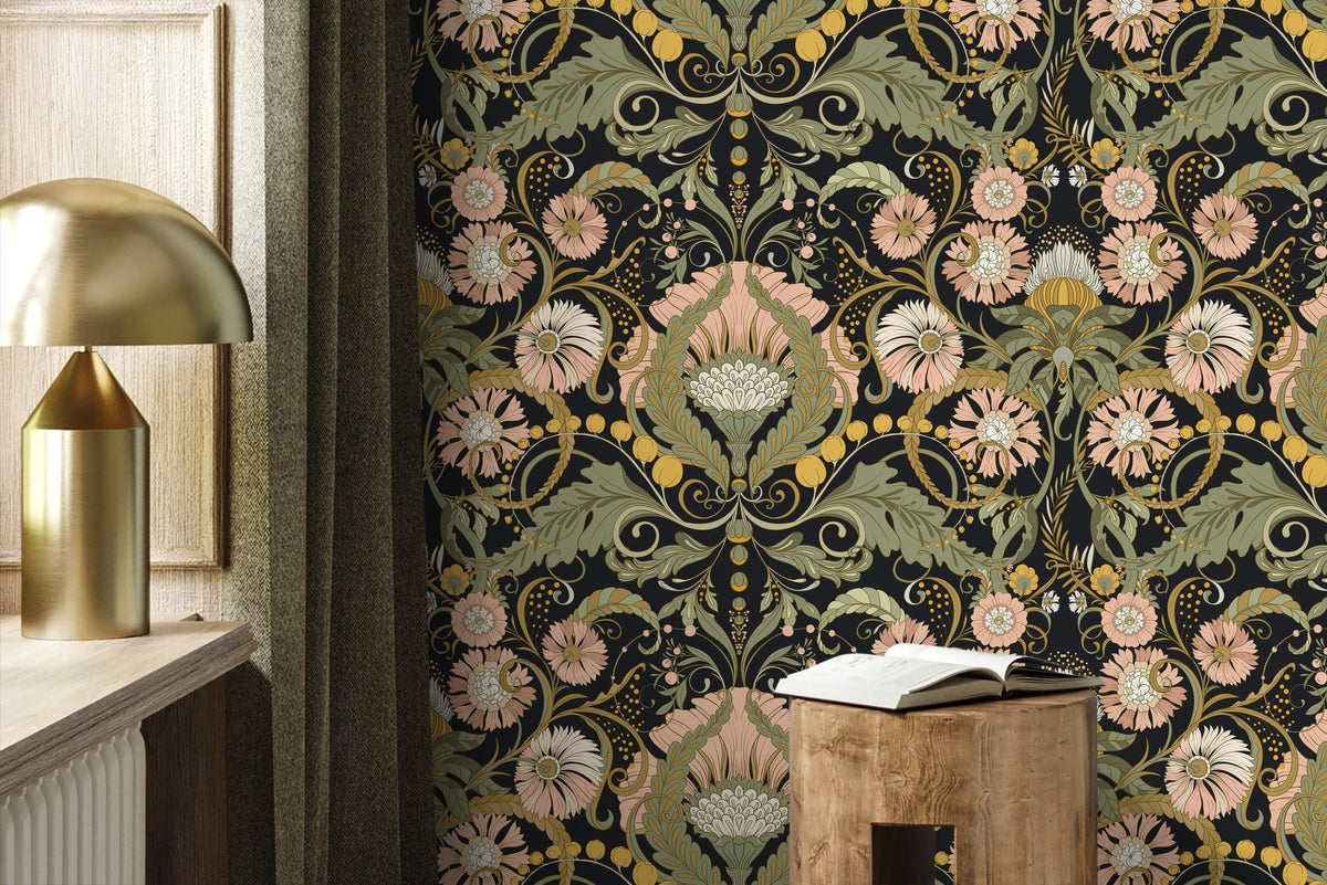 Elegant Floral Art Nouveau Wallpaper - D408 - WallTrend