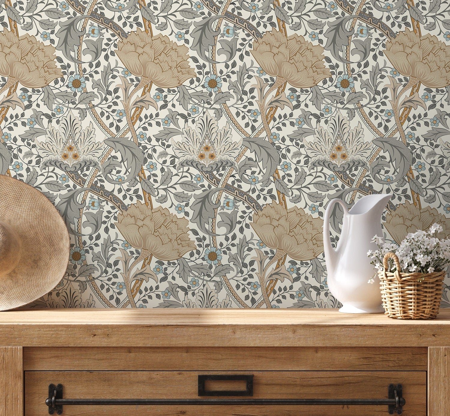 Elegant Floral Artistry Wallpaper - C992 - WallTrend