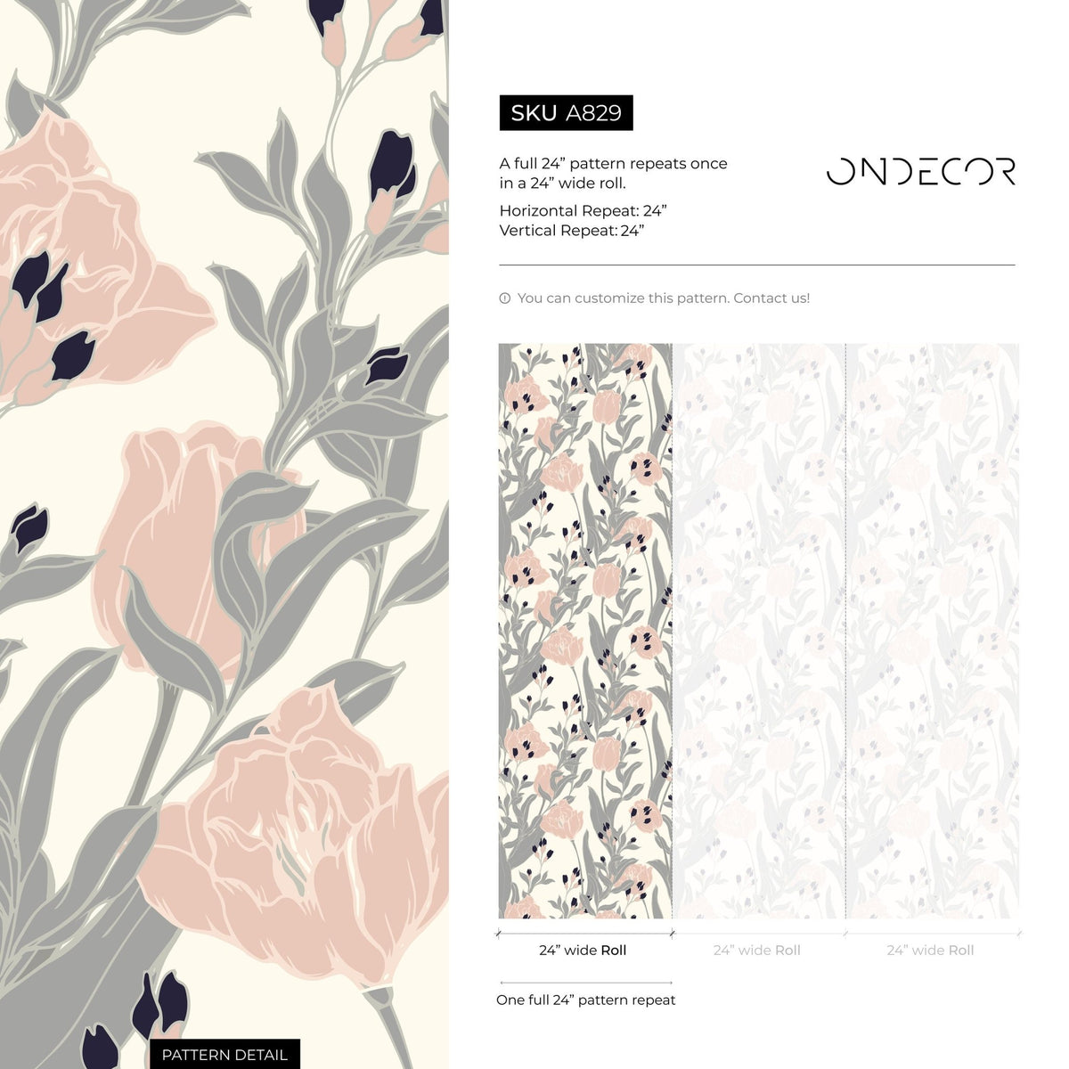 Elegant Floral Blossom Wallpaper - A829 - WallTrend