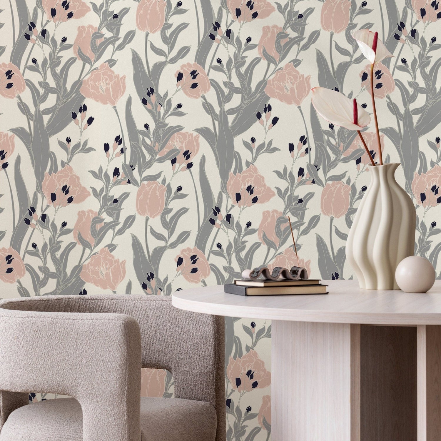 Elegant Floral Blossom Wallpaper - A829 - WallTrend