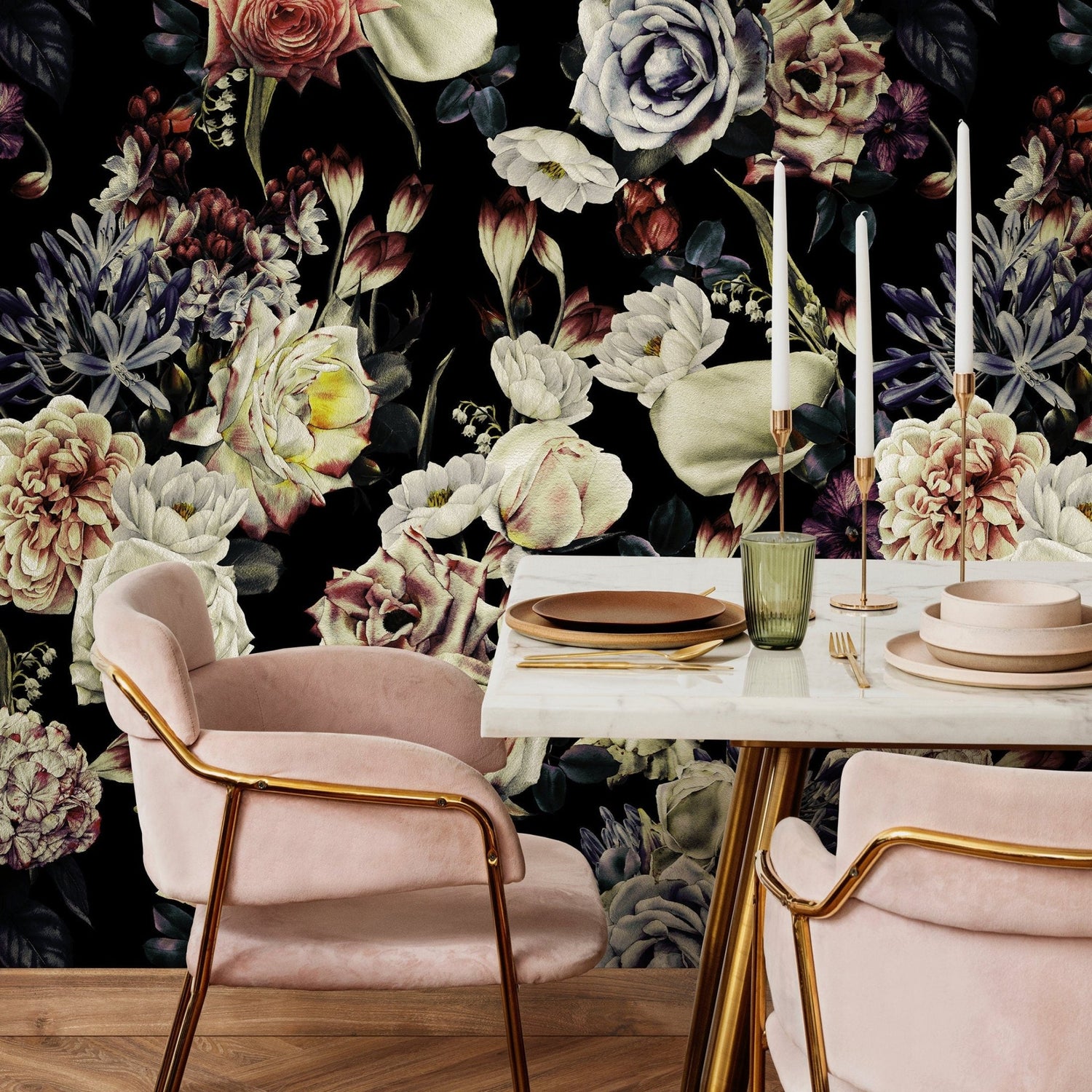 Elegant Floral Bouquet Wallpaper - A841 - WallTrend