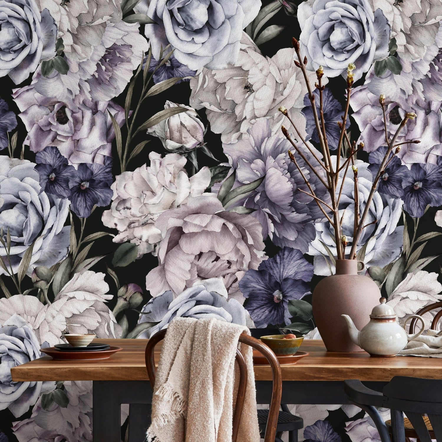 Elegant Floral Bouquet Wallpaper - B186 - WallTrend