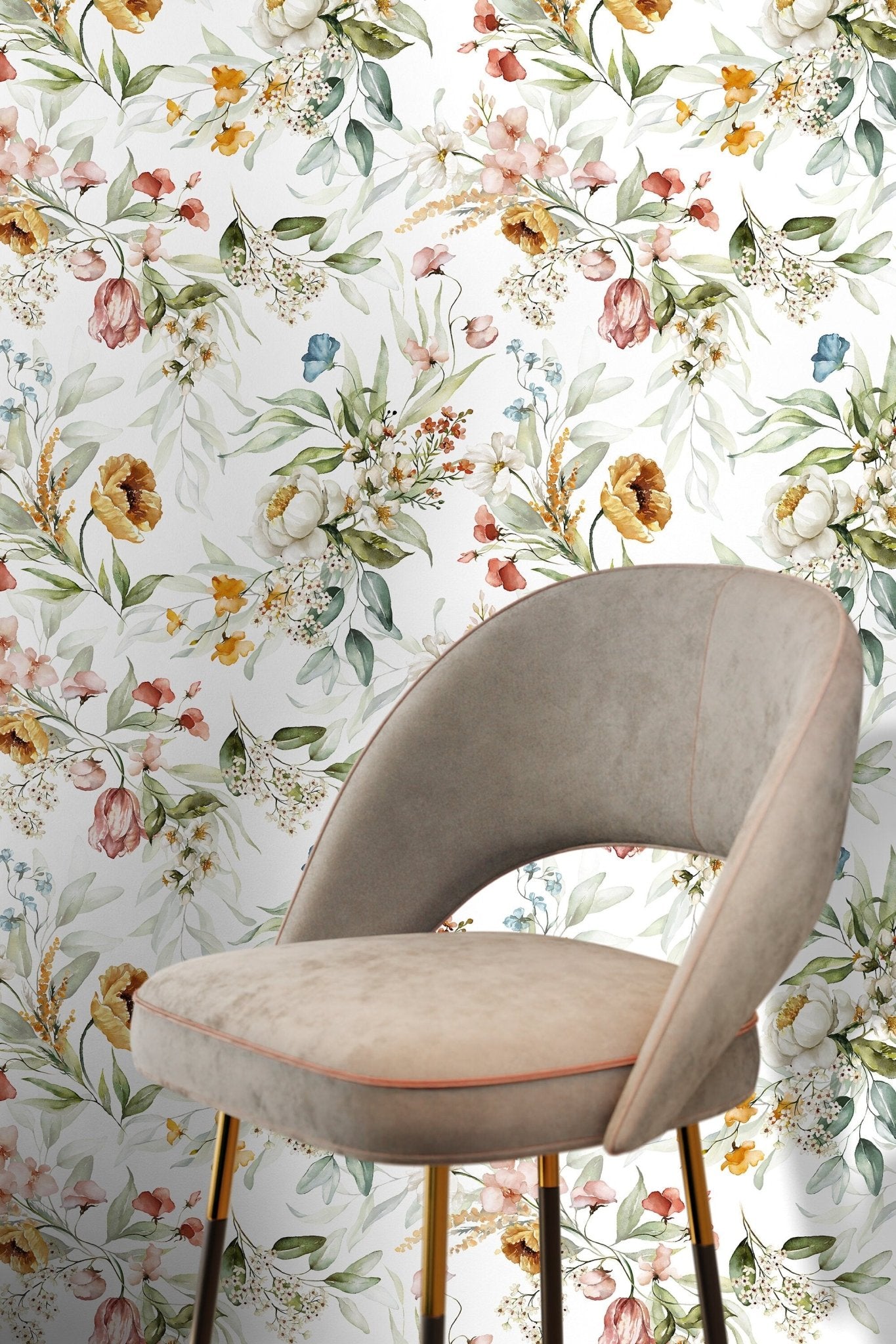 Elegant Floral Bouquet Wallpaper - C826 - WallTrend