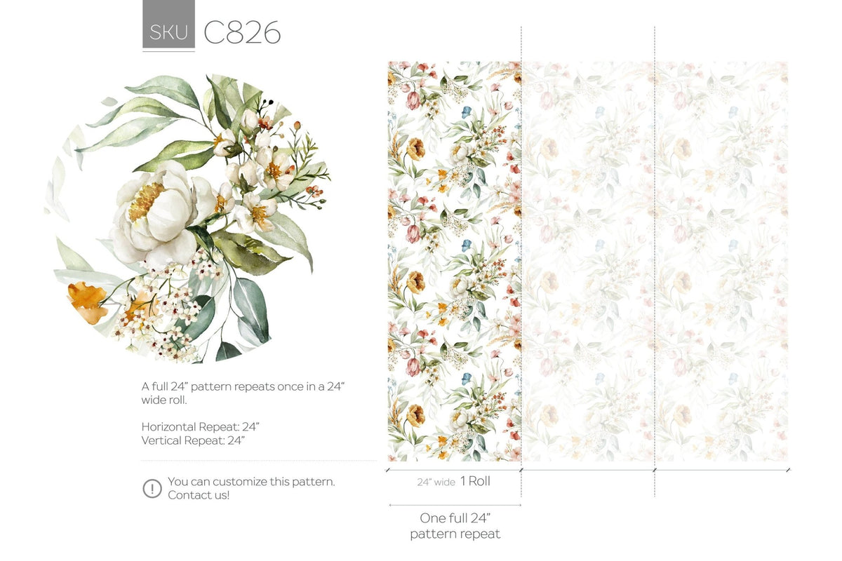 Elegant Floral Bouquet Wallpaper - C826 - WallTrend