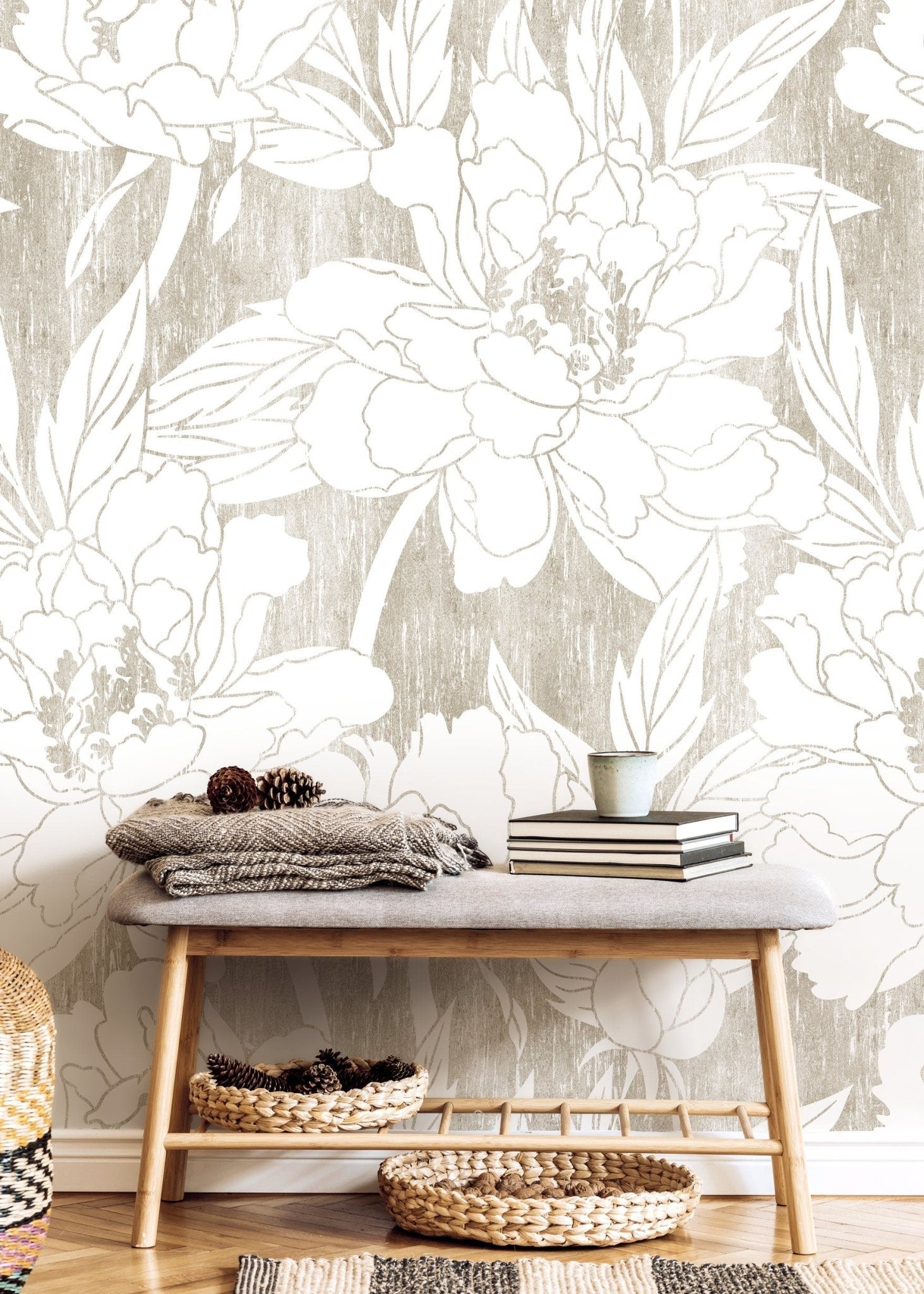 Elegant Floral Brushstrokes Wallpaper - C914 - WallTrend