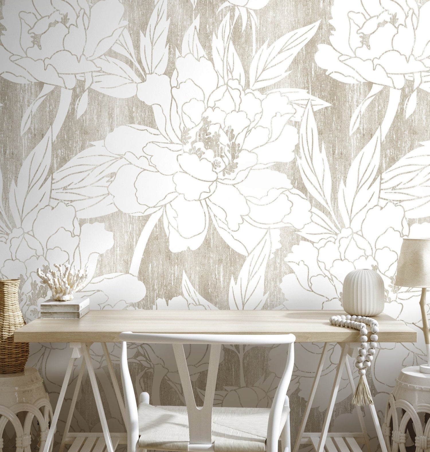 Elegant Floral Brushstrokes Wallpaper - C914 - WallTrend