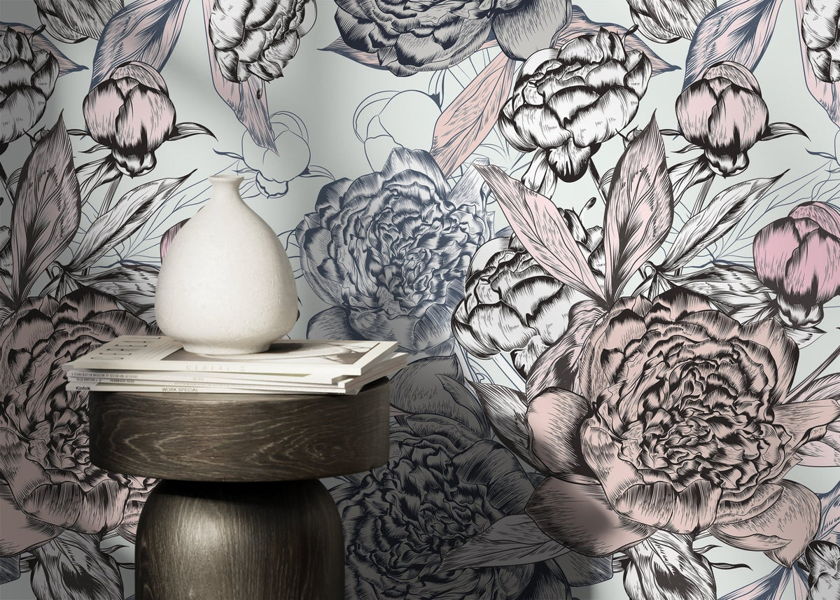 Elegant Floral Burst Wallpaper - B879 - WallTrend