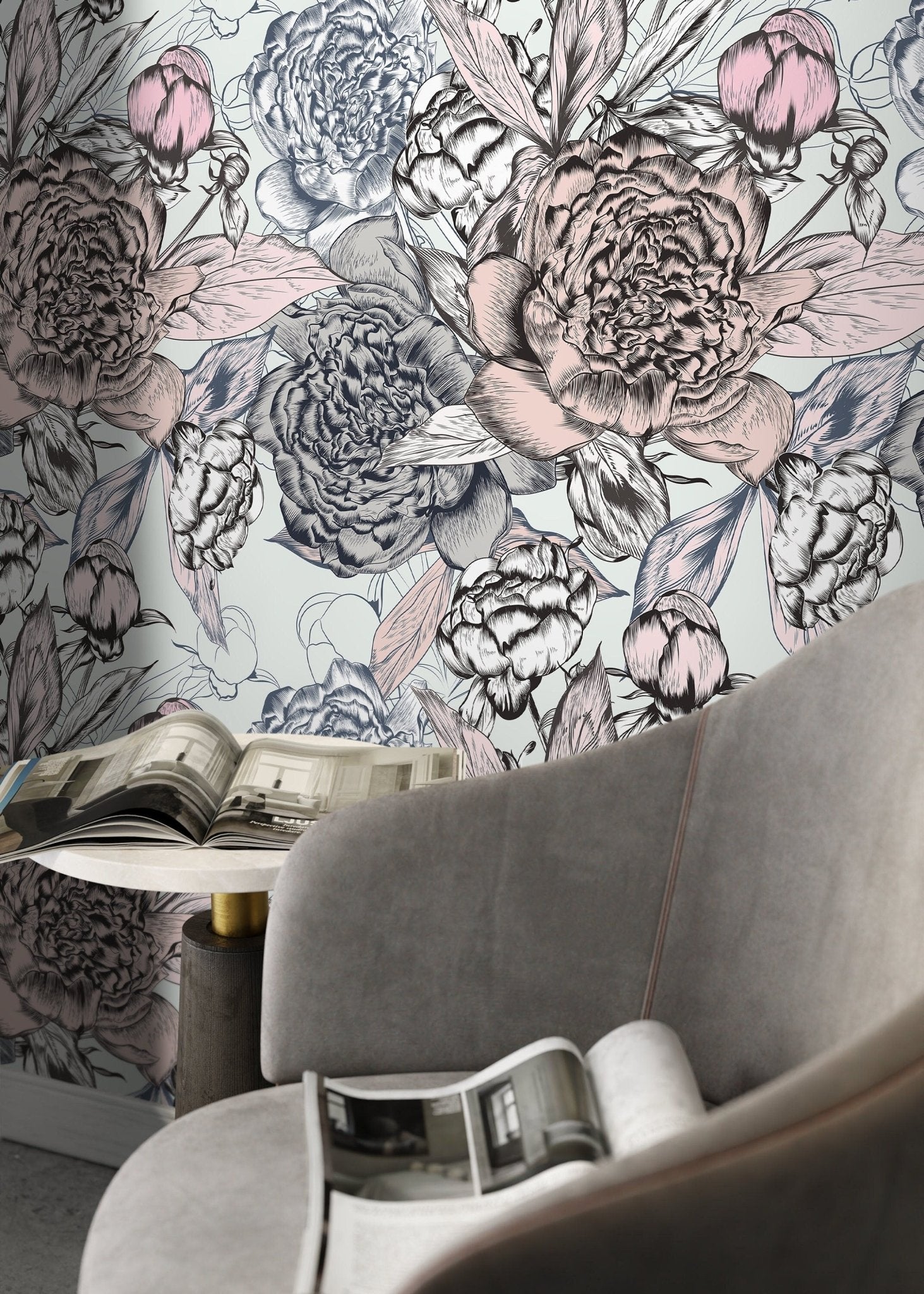 Elegant Floral Burst Wallpaper - B879 - WallTrend