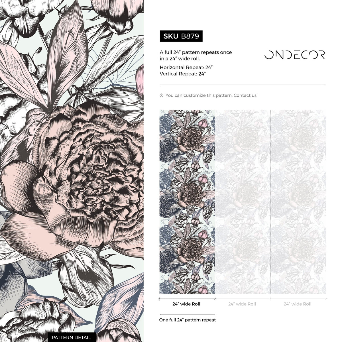 Elegant Floral Burst Wallpaper - B879 - WallTrend