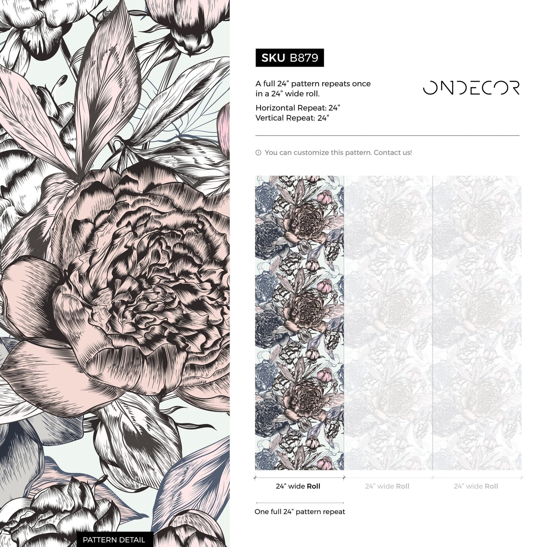 Elegant Floral Burst Wallpaper - B879 - WallTrend