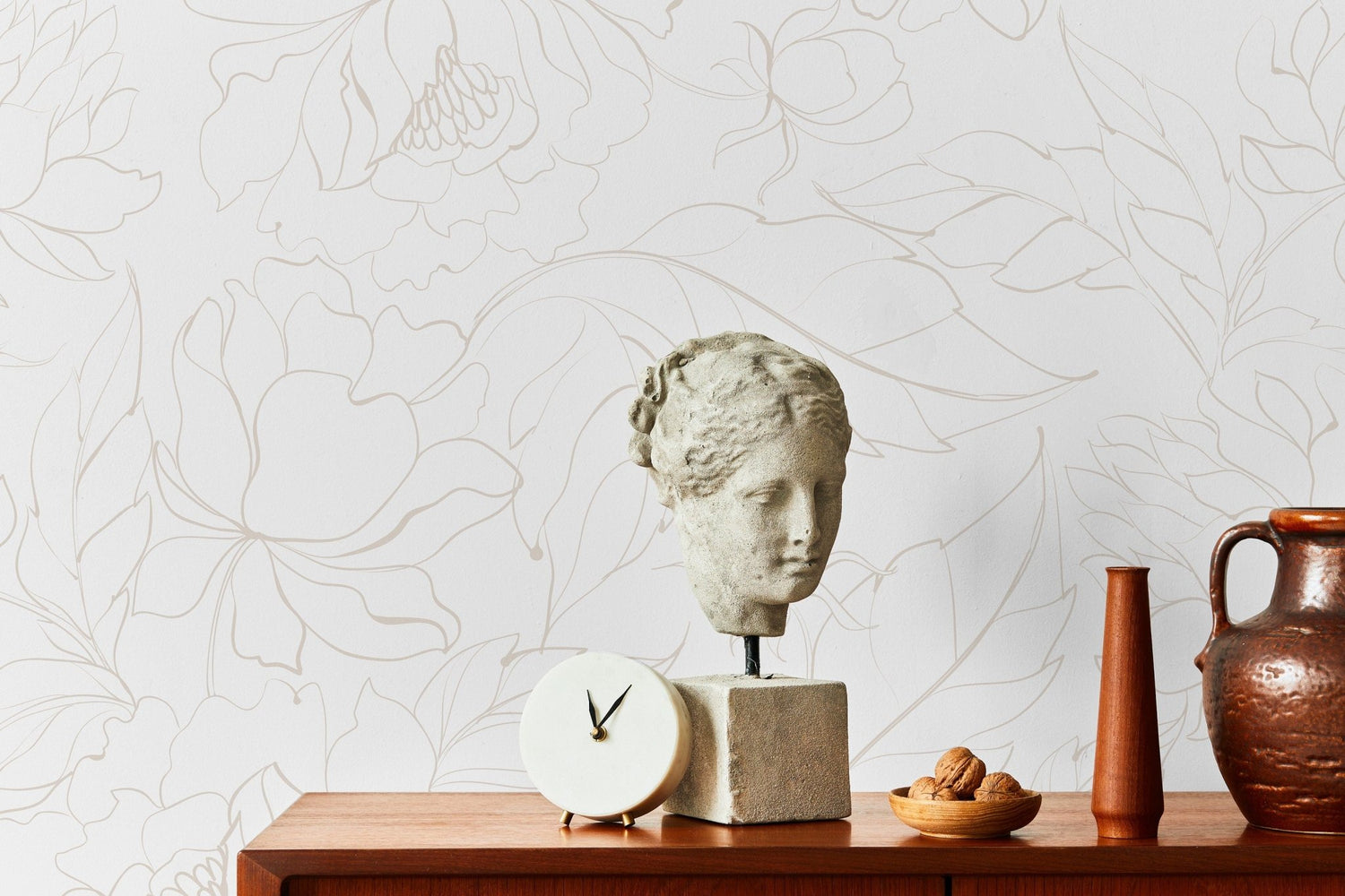 Elegant Floral Contours Wallpaper - SKU C154 - WallTrend