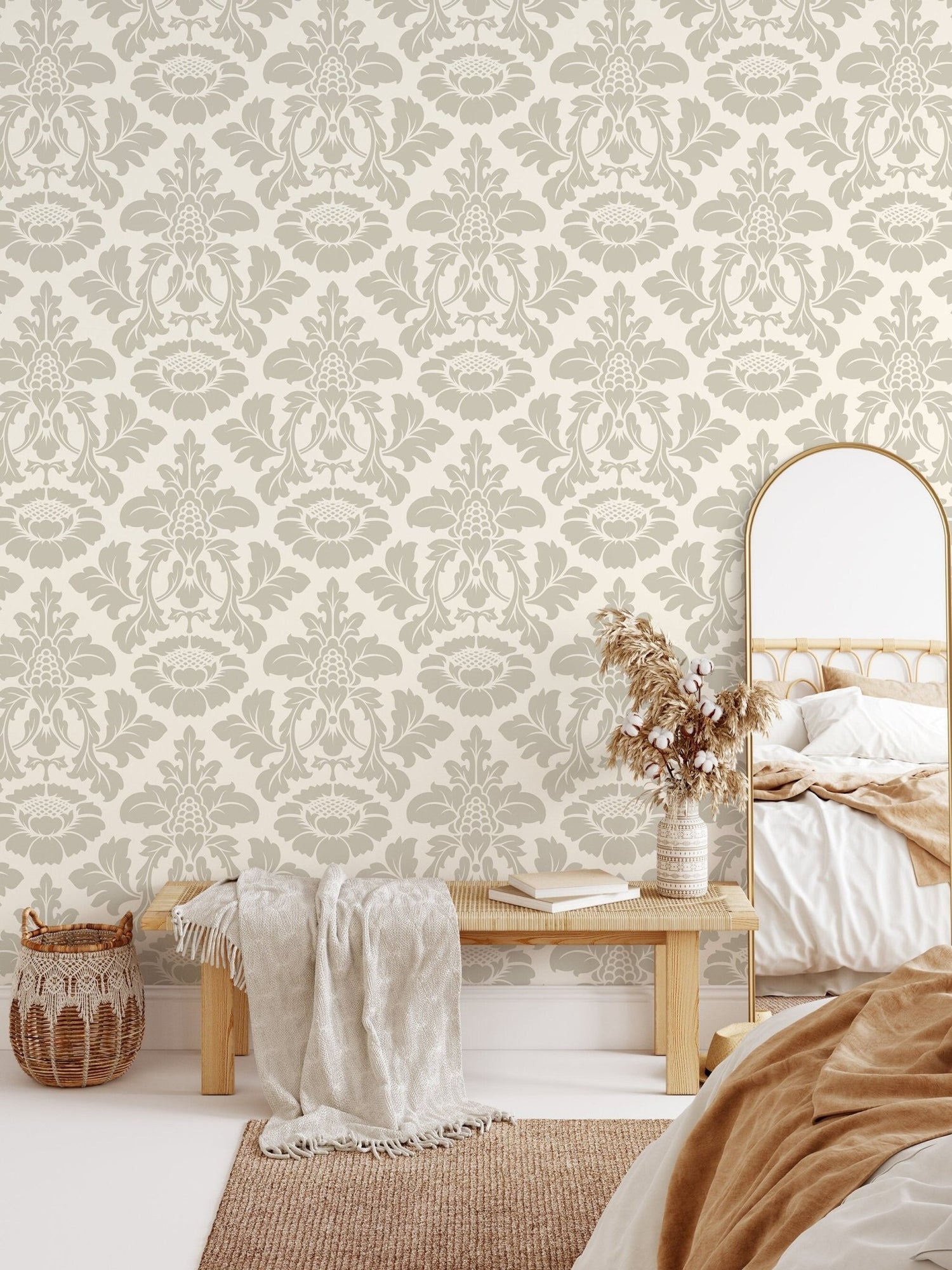 Elegant Floral Damask Wallpaper - D257 - WallTrend