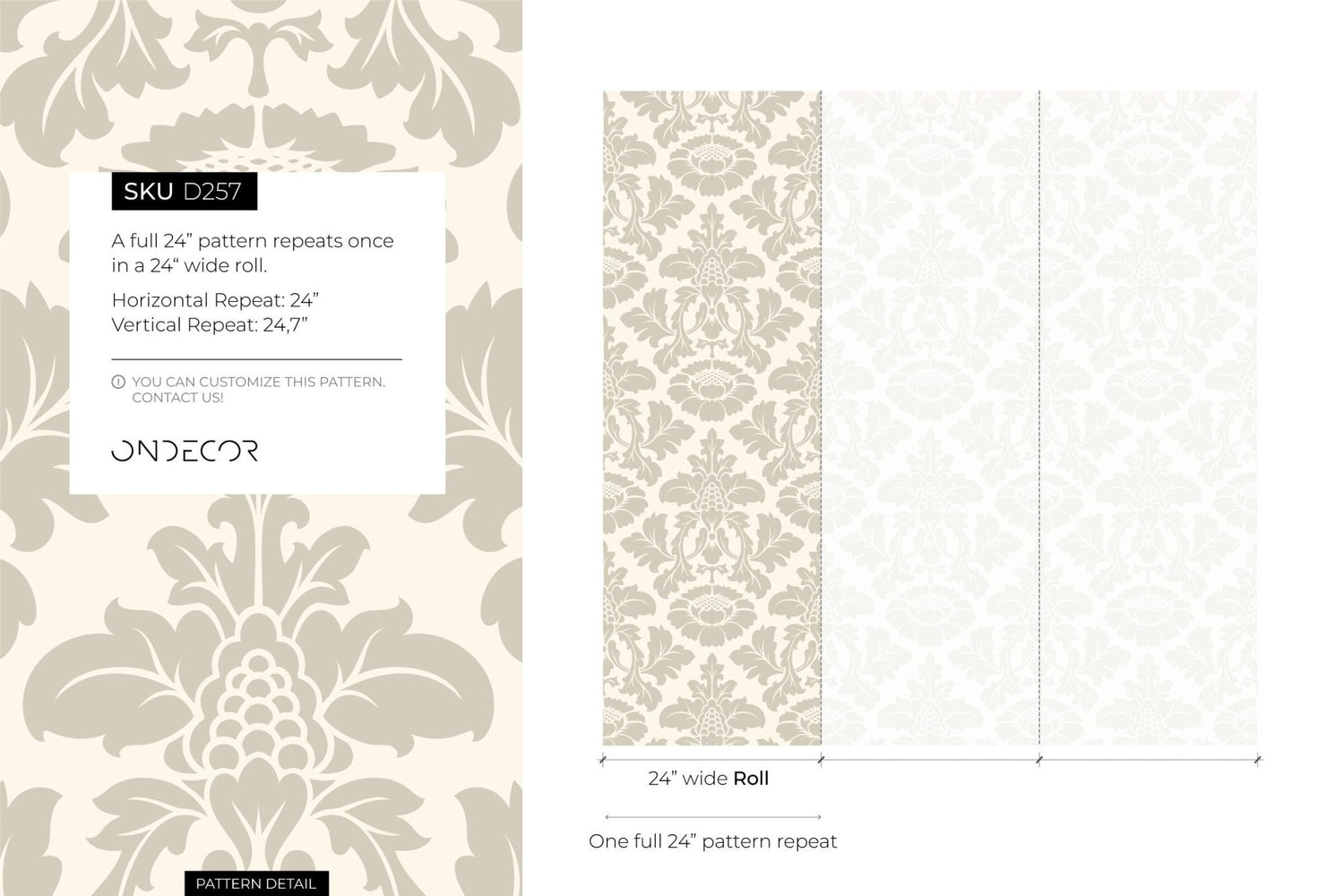 Elegant Floral Damask Wallpaper - D257 - WallTrend