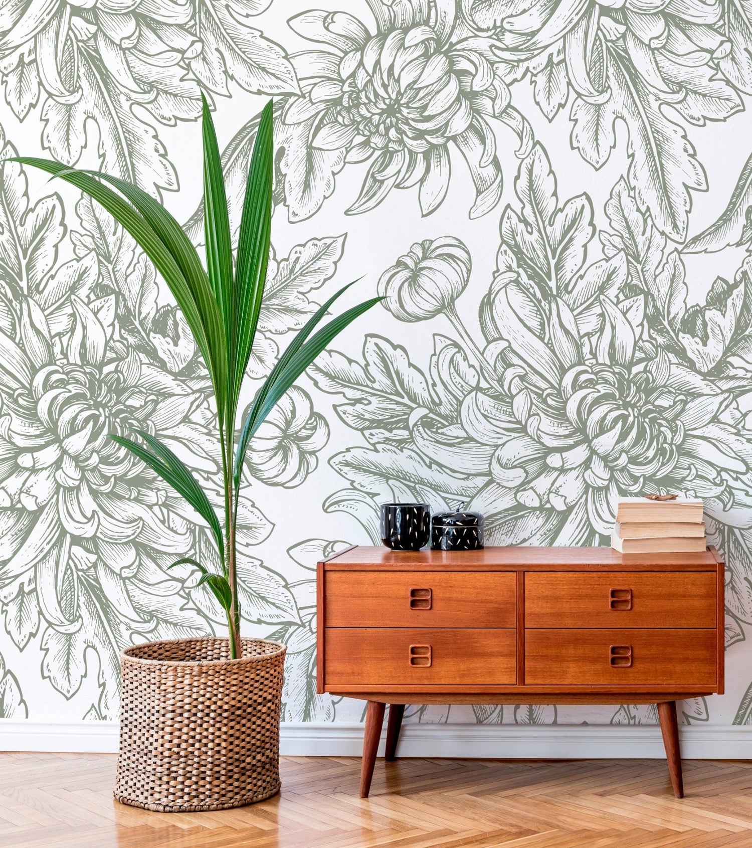 Elegant Floral Engravings Wallpaper - C300 - WallTrend