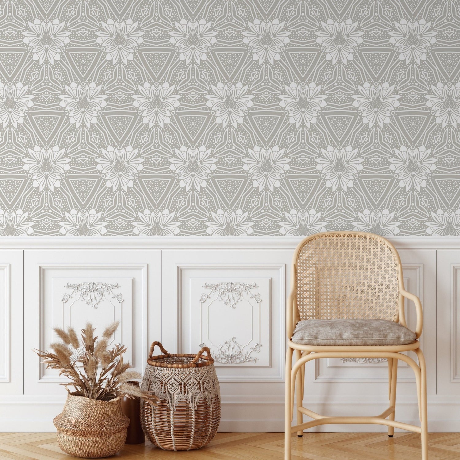 Elegant Floral Geometric Wallpaper - X023 - WallTrend