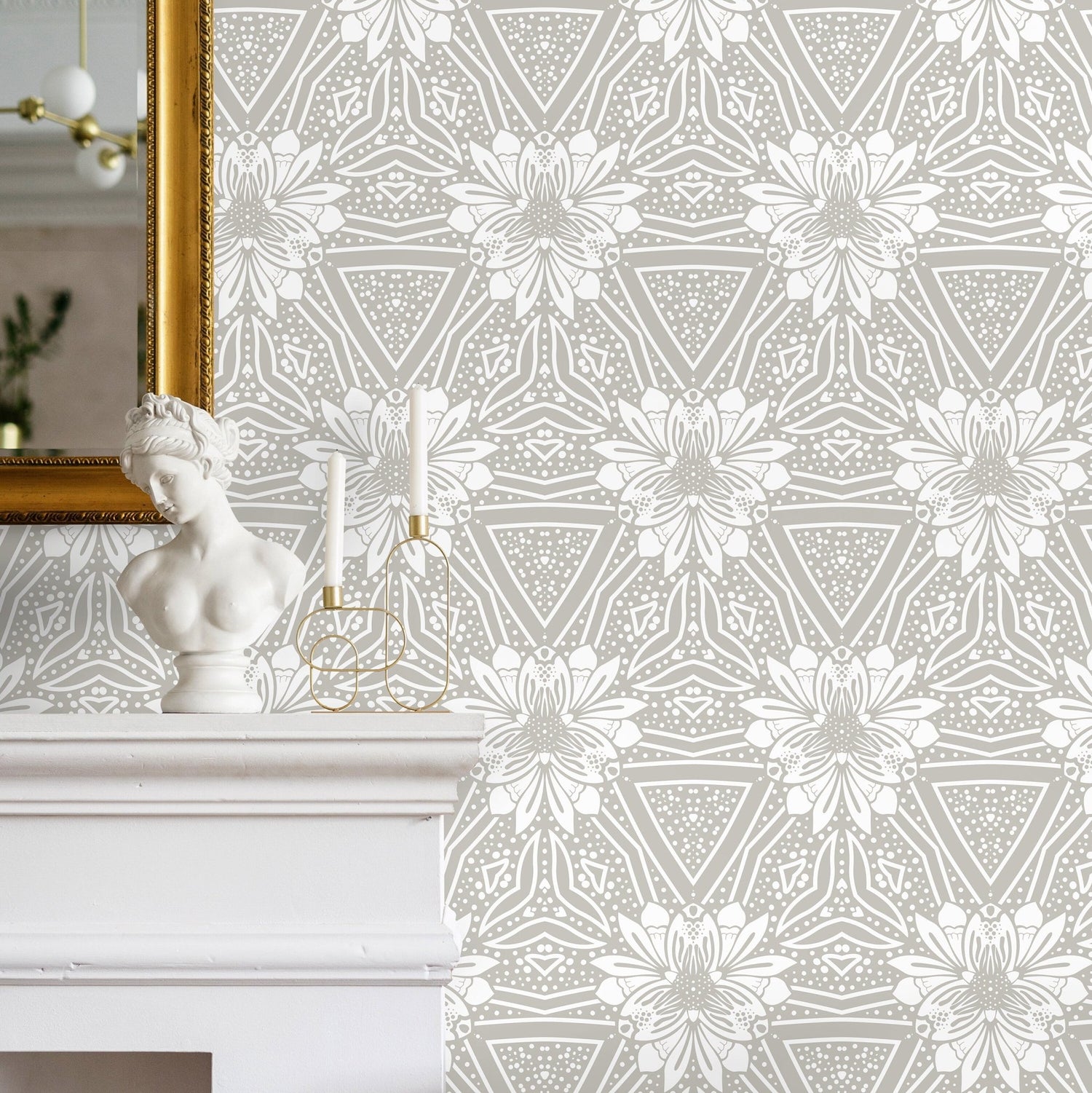 Elegant Floral Geometric Wallpaper - X023 - WallTrend