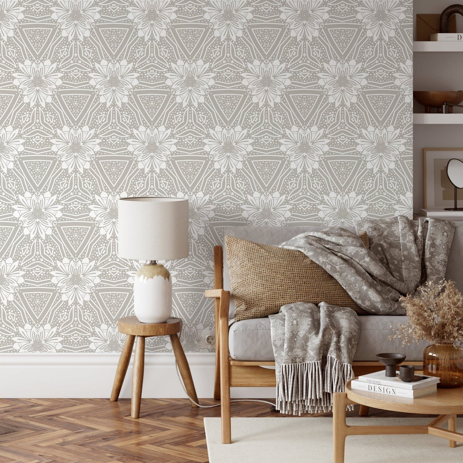 Elegant Floral Geometric Wallpaper - X023 - WallTrend