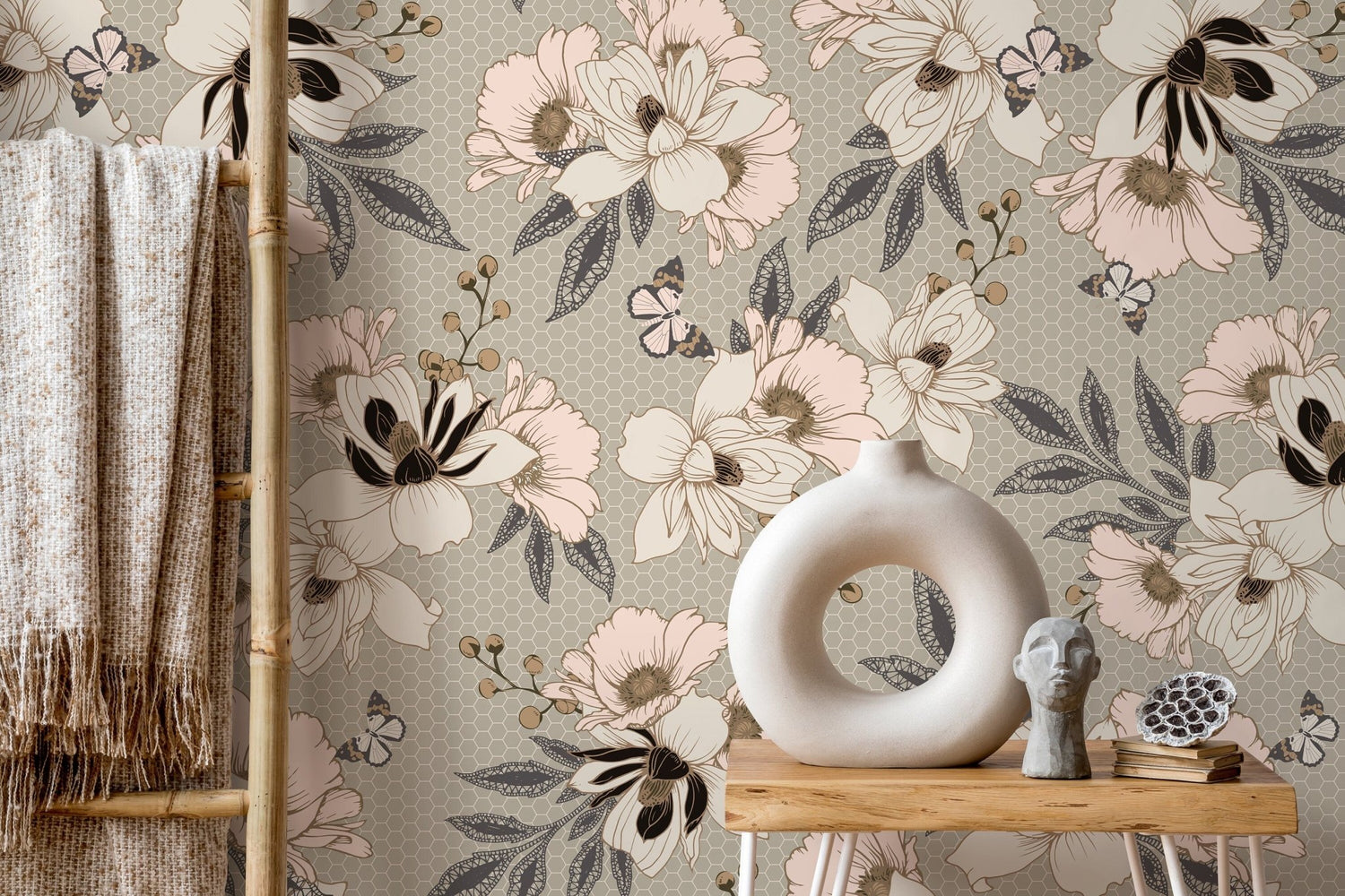 Elegant Floral Harmony Wallpaper - B300 - WallTrend