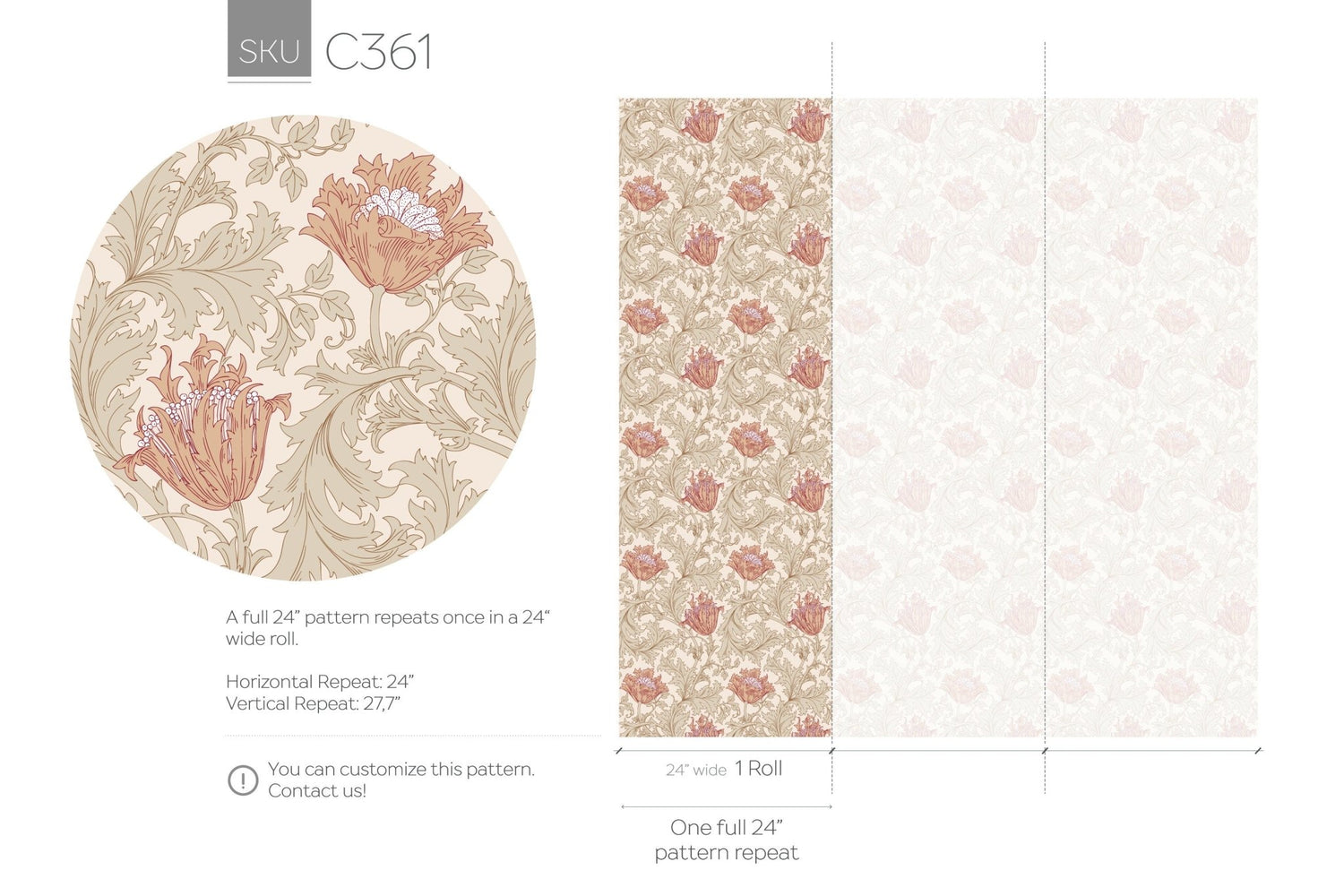 Elegant Floral Harmony Wallpaper - C361 - WallTrend