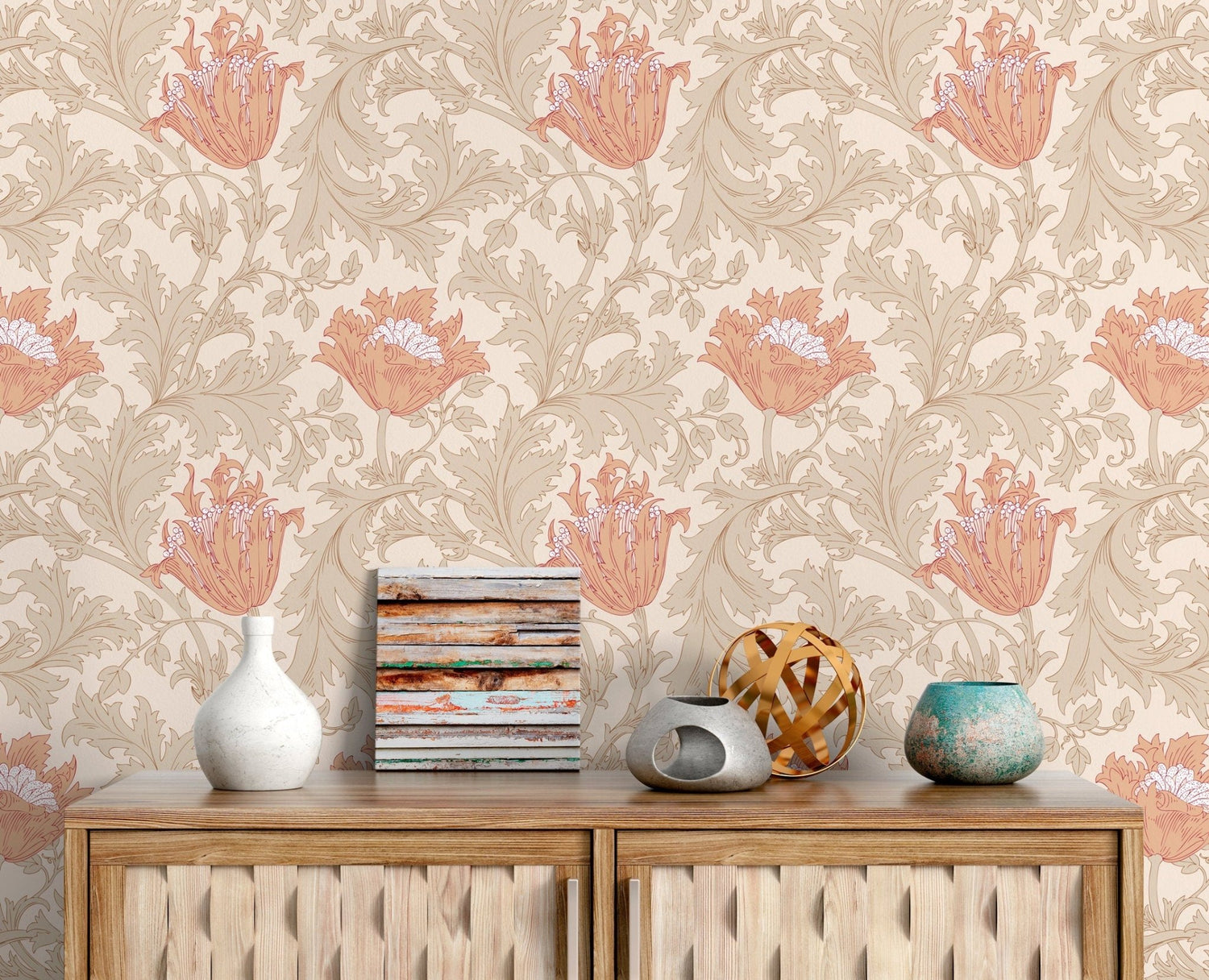 Elegant Floral Harmony Wallpaper - C361 - WallTrend