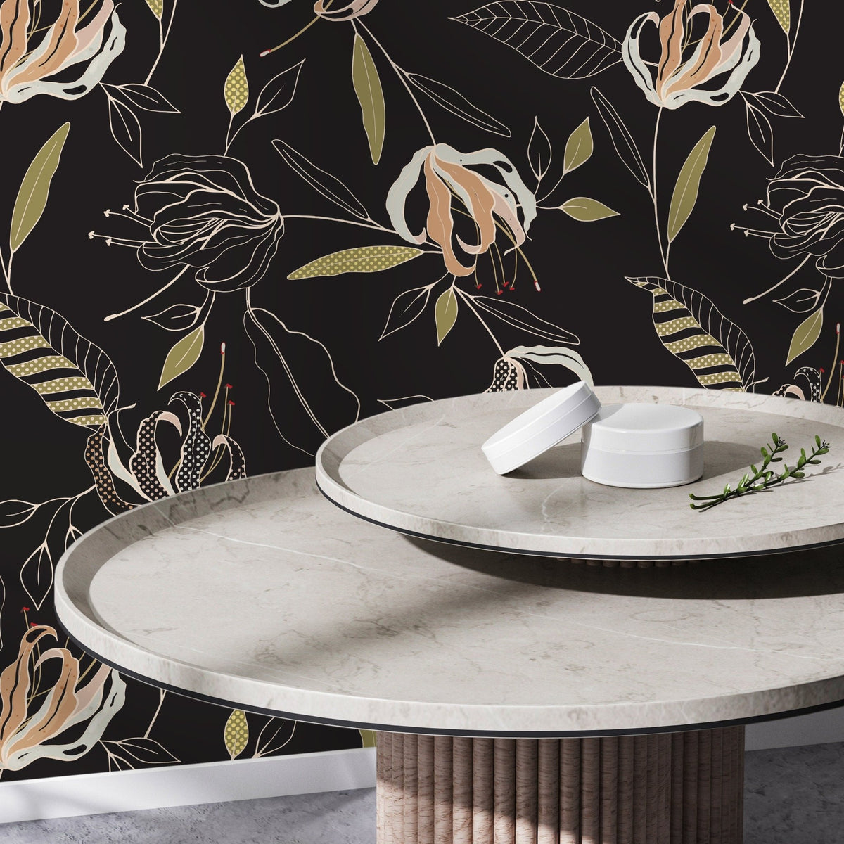 Elegant Floral Illustration Wallpaper - D200 - WallTrend