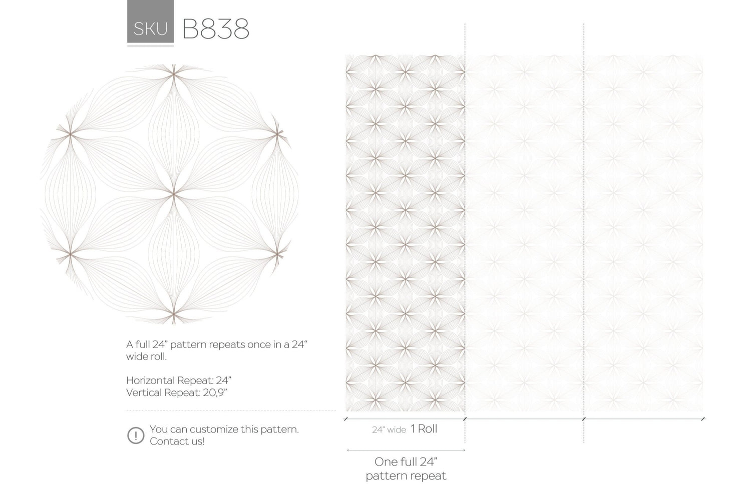 Elegant Floral Lines Wallpaper - B838 - WallTrend