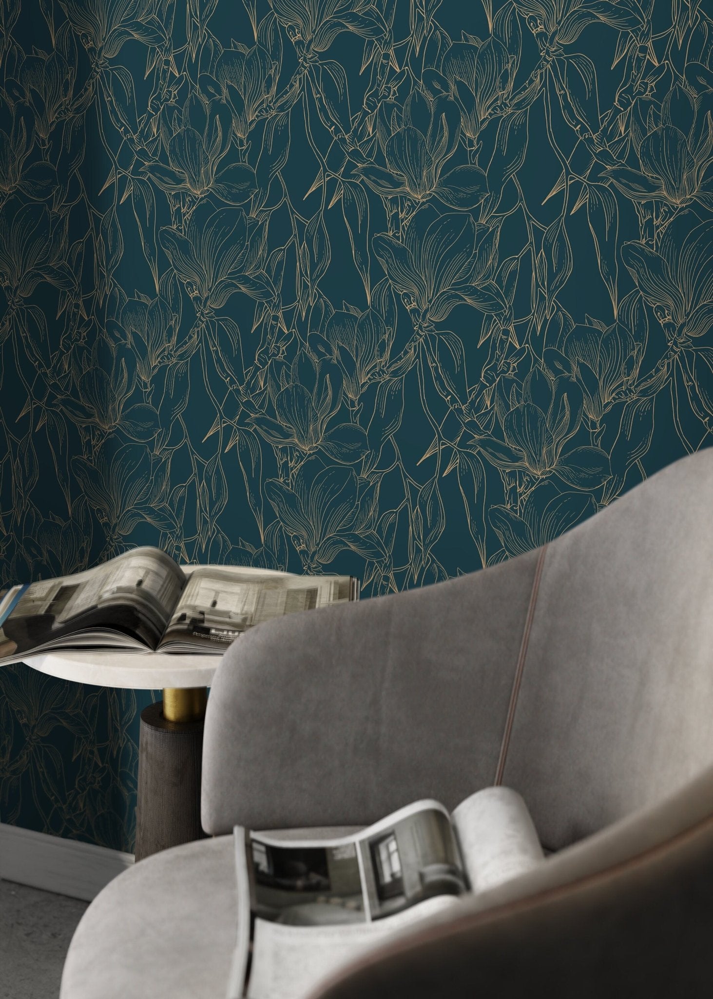 Elegant Floral Lines Wallpaper - D027 - WallTrend