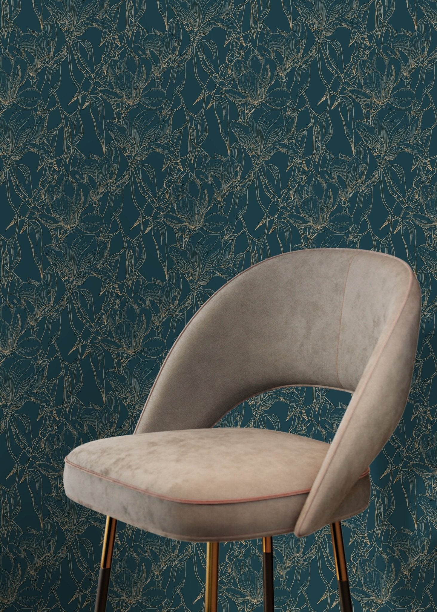 Elegant Floral Lines Wallpaper - D027 - WallTrend