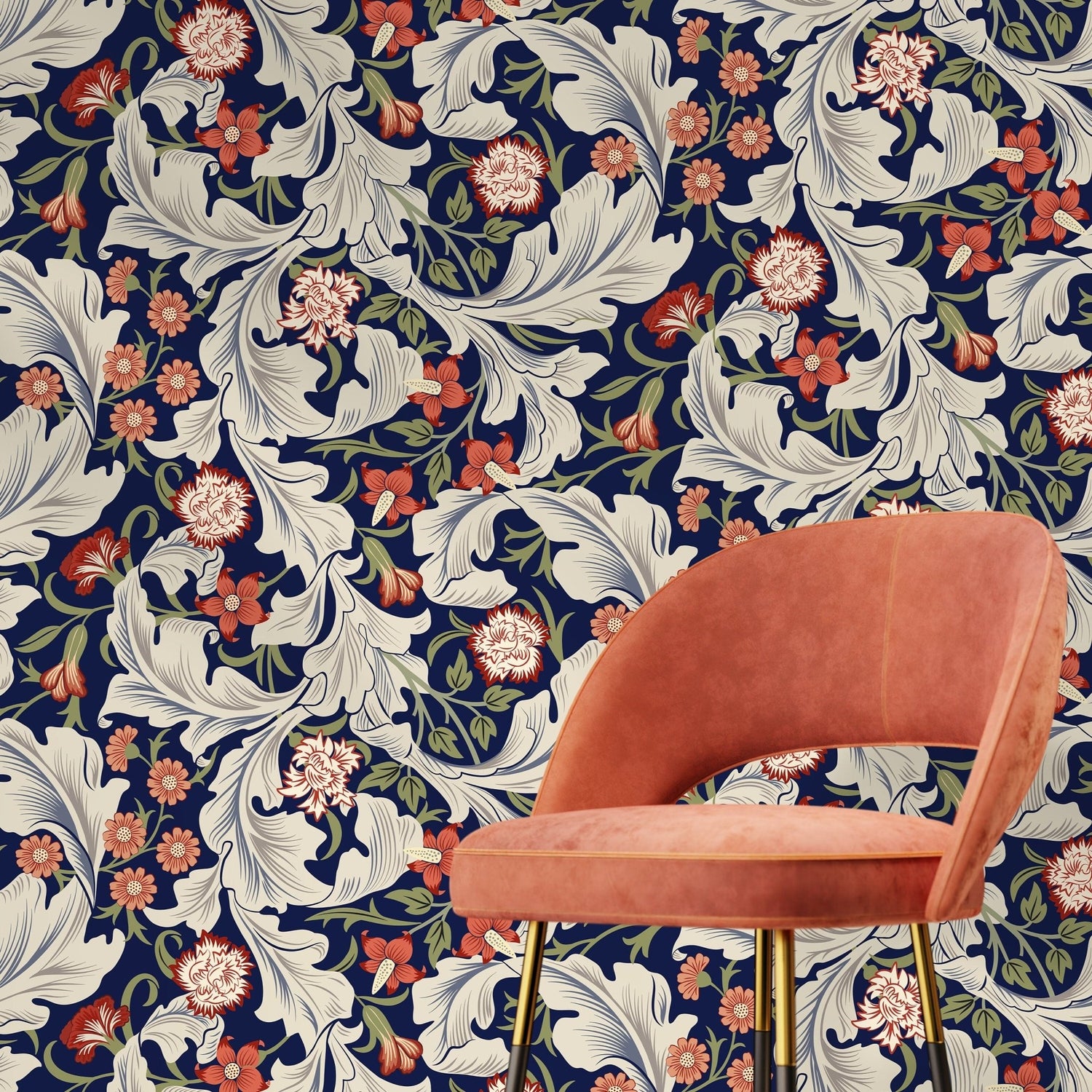 Elegant Floral Motif Wallpaper - C995 - WallTrend