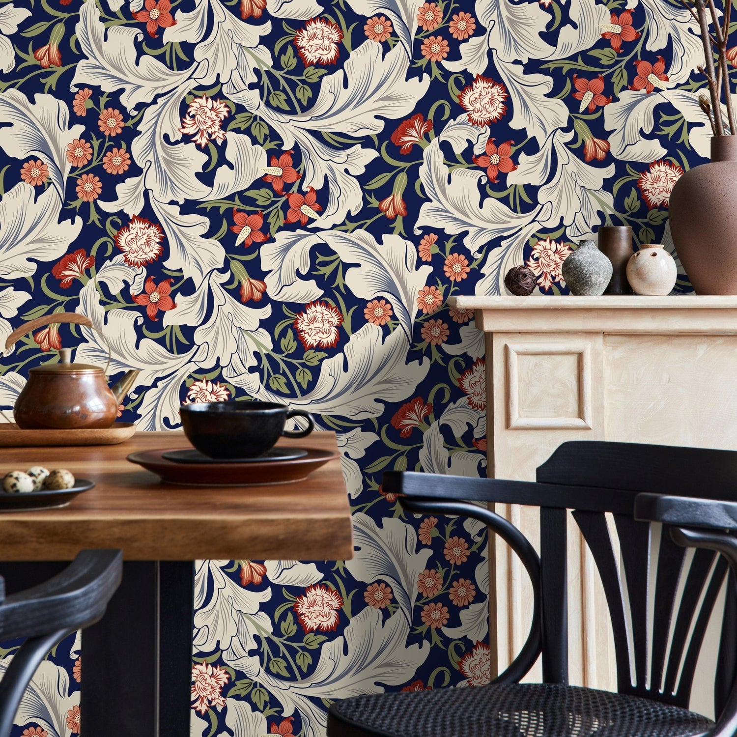Elegant Floral Motif Wallpaper - C995 - WallTrend