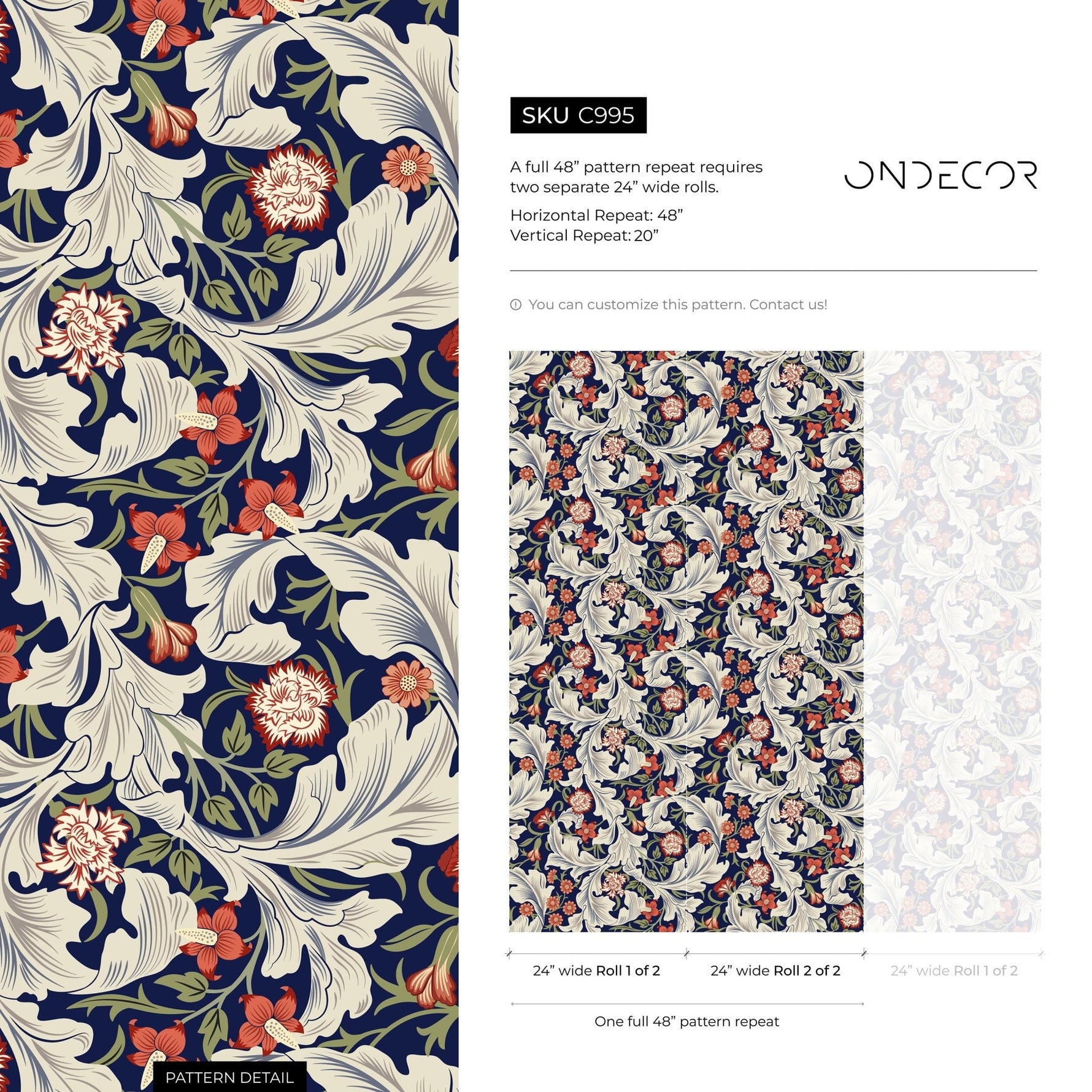 Elegant Floral Motif Wallpaper - C995 - WallTrend