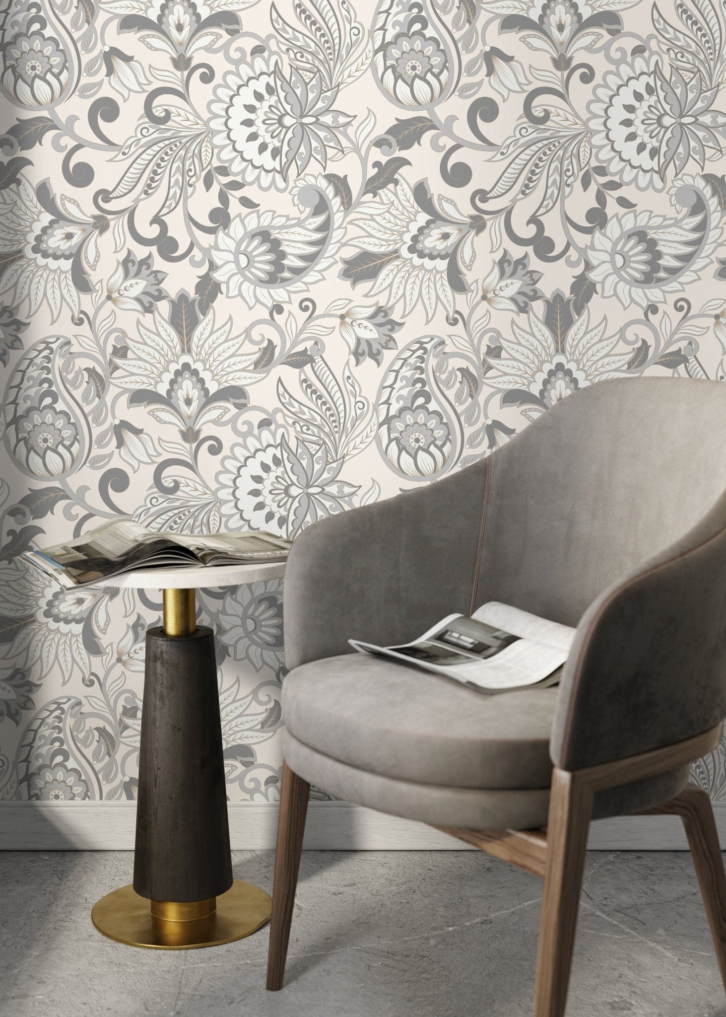 Elegant Floral Motif Wallpaper - D088 - WallTrend