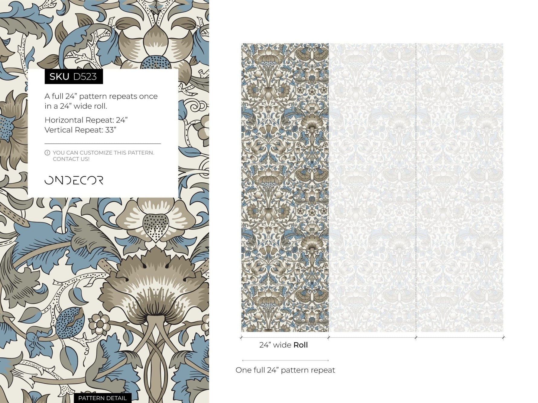 Elegant Floral Ornament Wallpaper - D523 - WallTrend