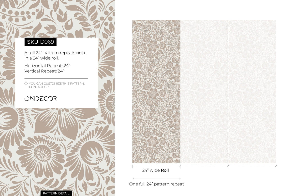 Elegant Floral Pattern Wallpaper - D069 - WallTrend