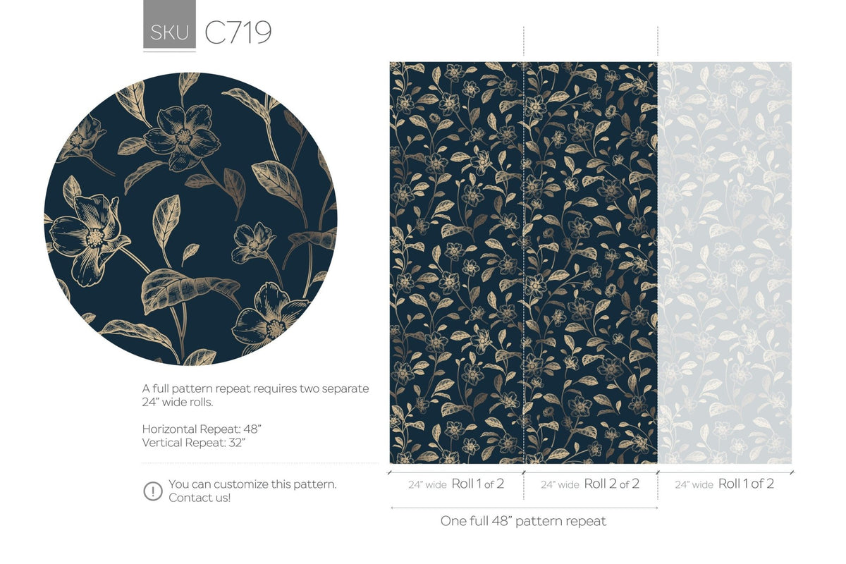 Elegant Floral Patterns Wallpaper - C719 - WallTrend