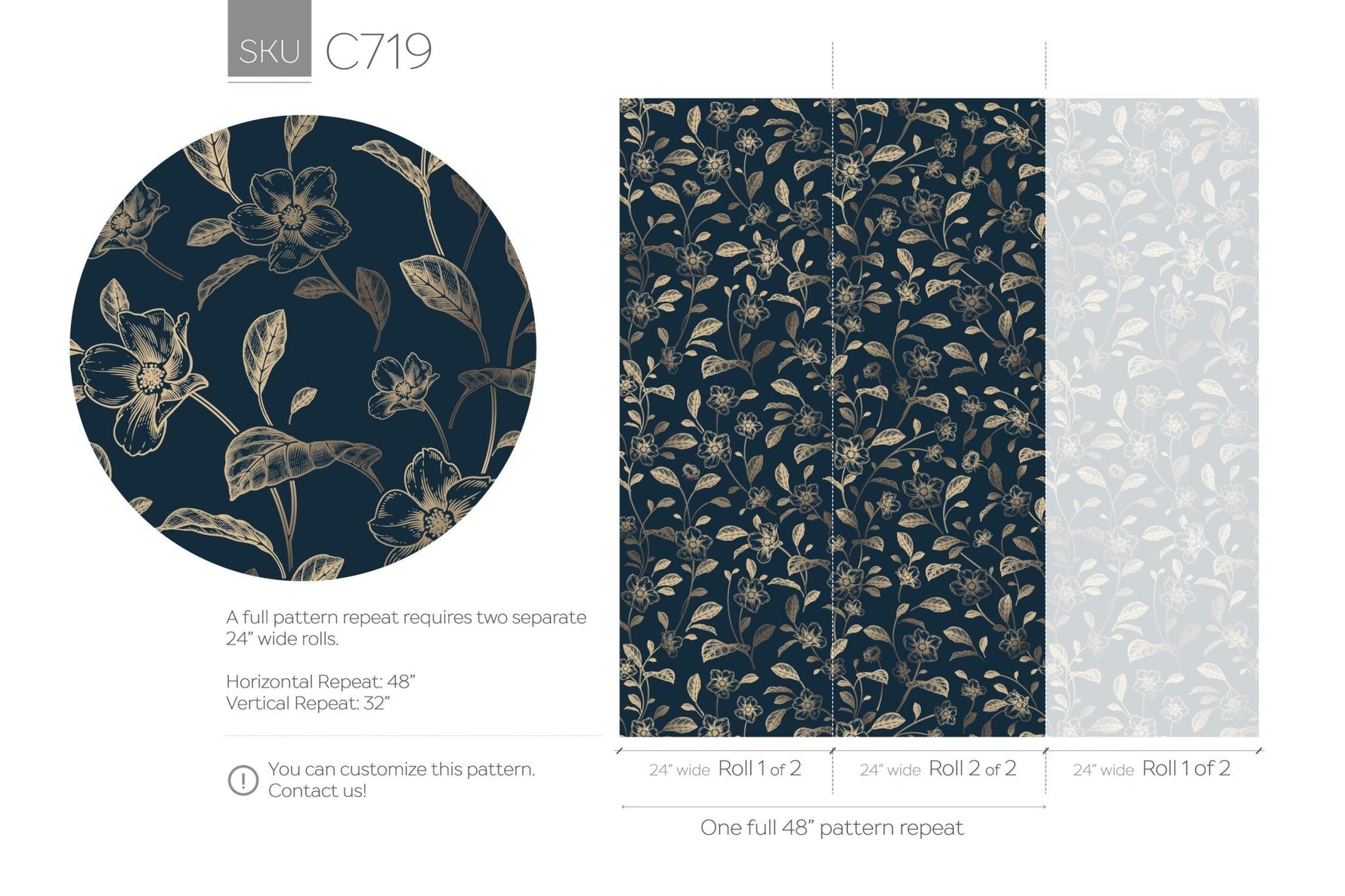 Elegant Floral Patterns Wallpaper - C719 - WallTrend