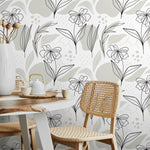 Elegant Floral Sketch Wallpaper - C176 - WallTrend