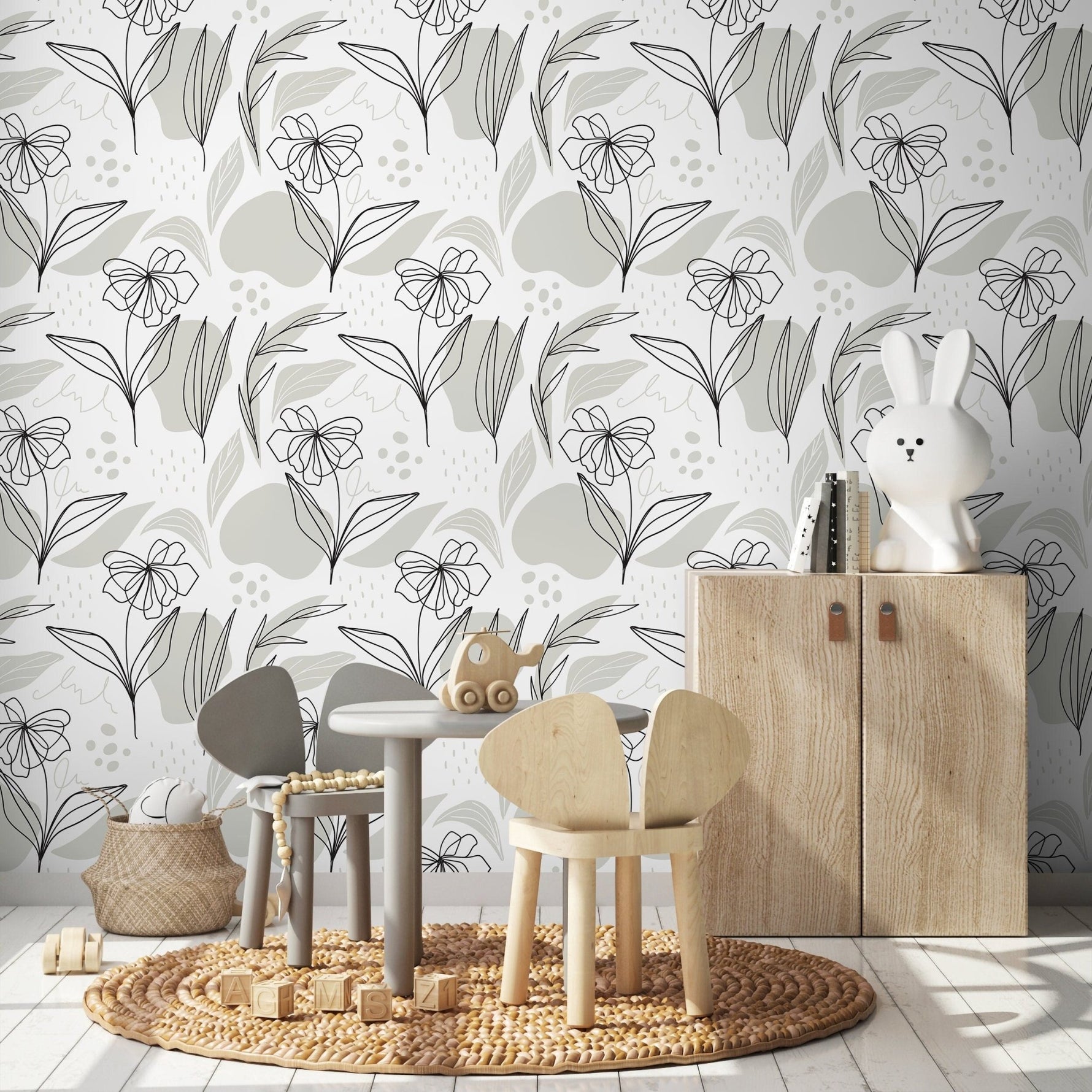 Elegant Floral Sketch Wallpaper - C176 - WallTrend