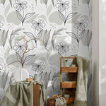 Elegant Floral Sketch Wallpaper - C176 - WallTrend