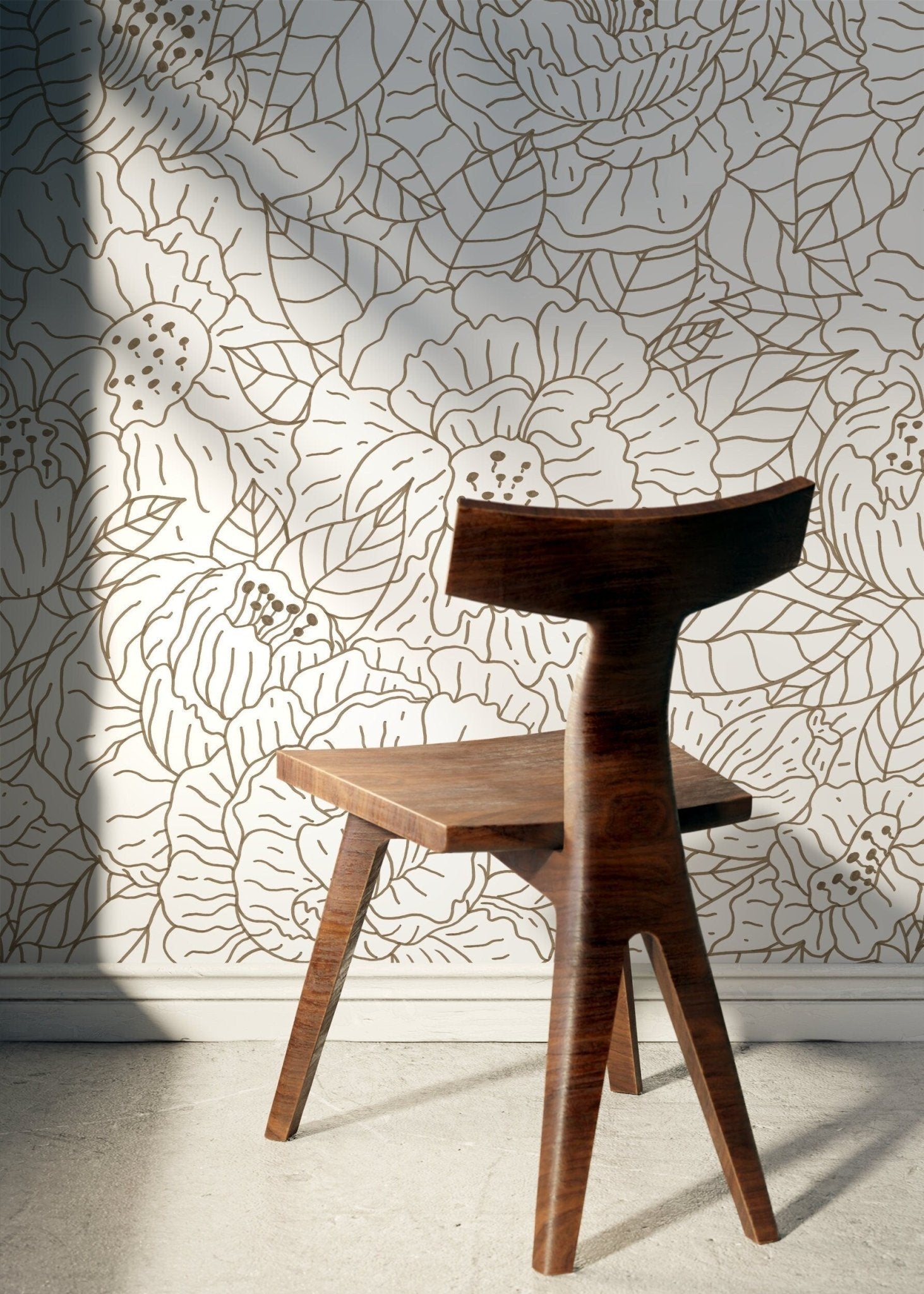 Elegant Floral Sketch Wallpaper - C944 - WallTrend