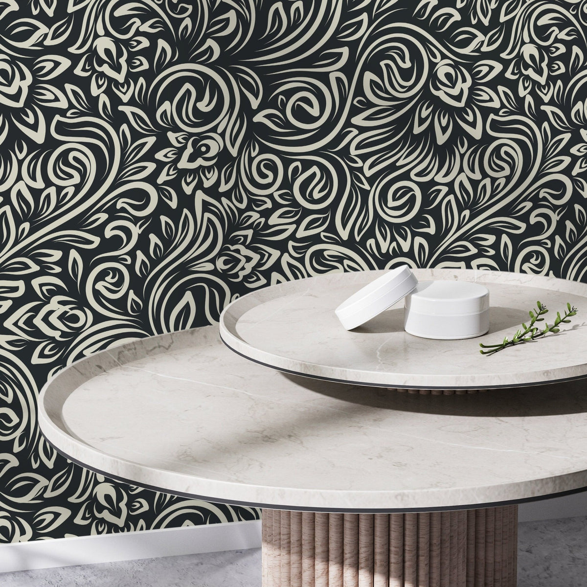 Elegant Floral Swirl Wallpaper - D158 - WallTrend