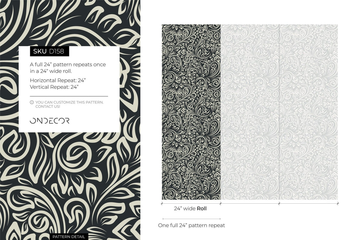 Elegant Floral Swirl Wallpaper - D158 - WallTrend