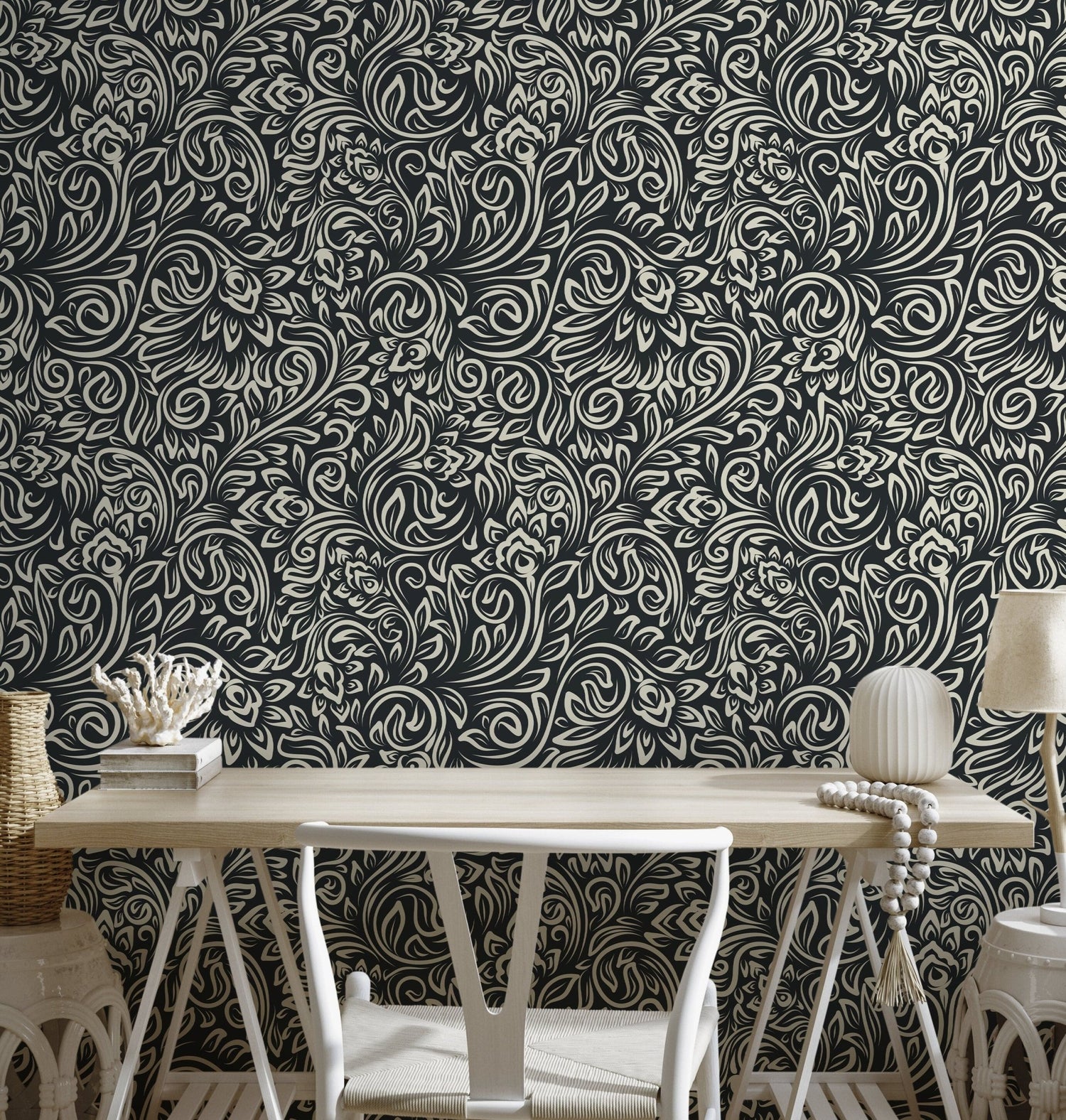 Elegant Floral Swirl Wallpaper - D158 - WallTrend