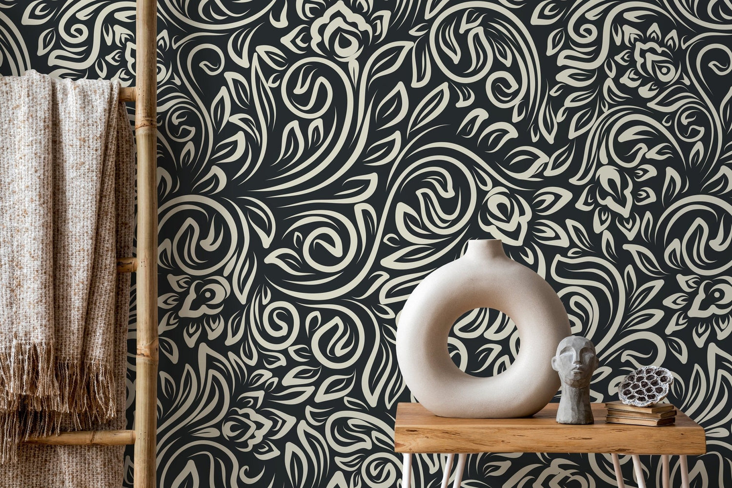 Elegant Floral Swirl Wallpaper - D158 - WallTrend