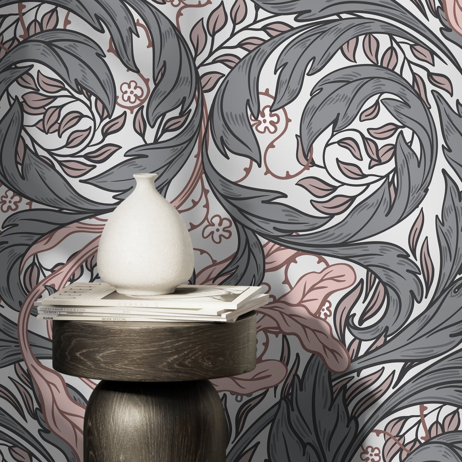 Elegant Floral Swirls Wallpaper - D524 - WallTrend