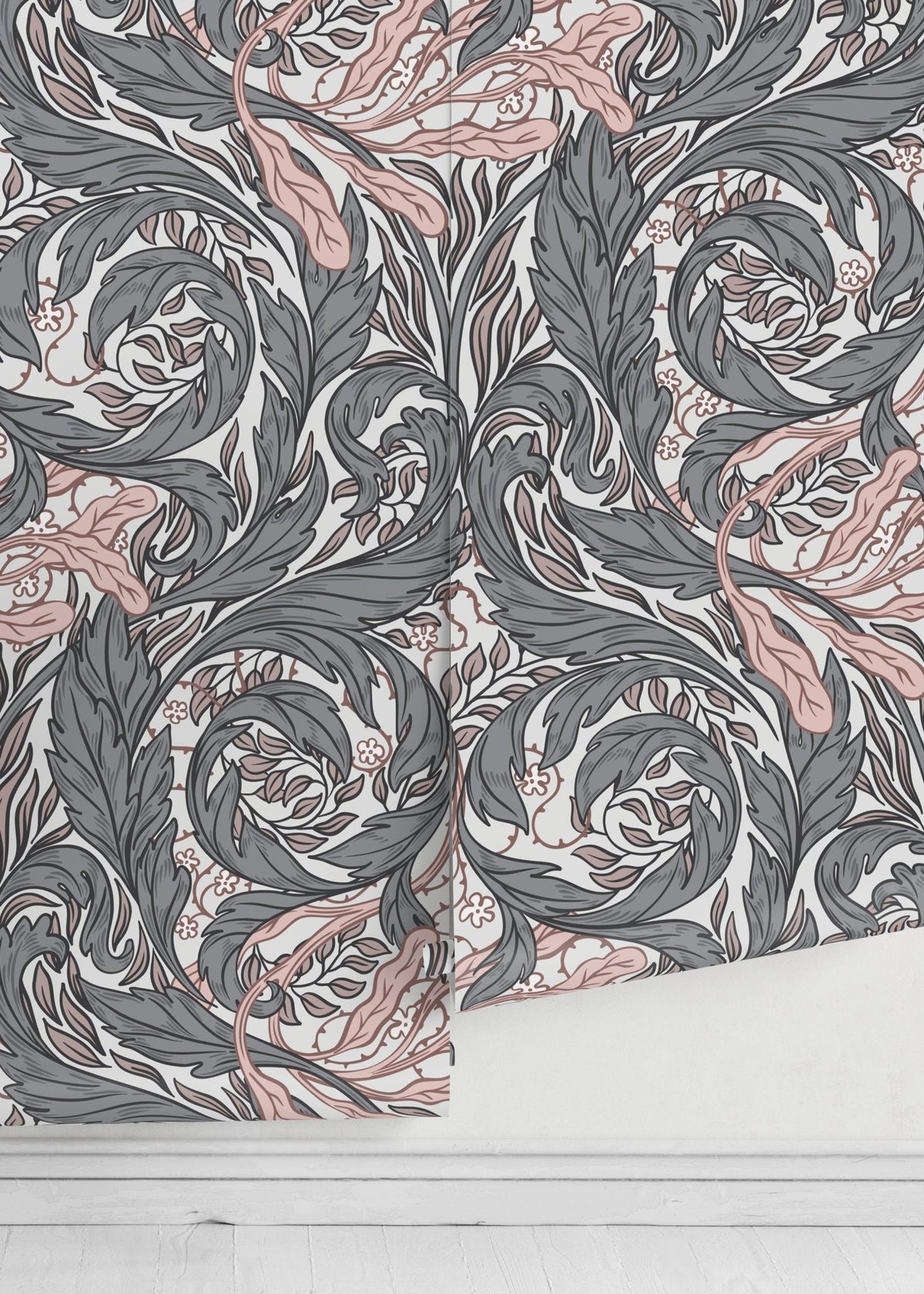 Elegant Floral Swirls Wallpaper - D524 - WallTrend