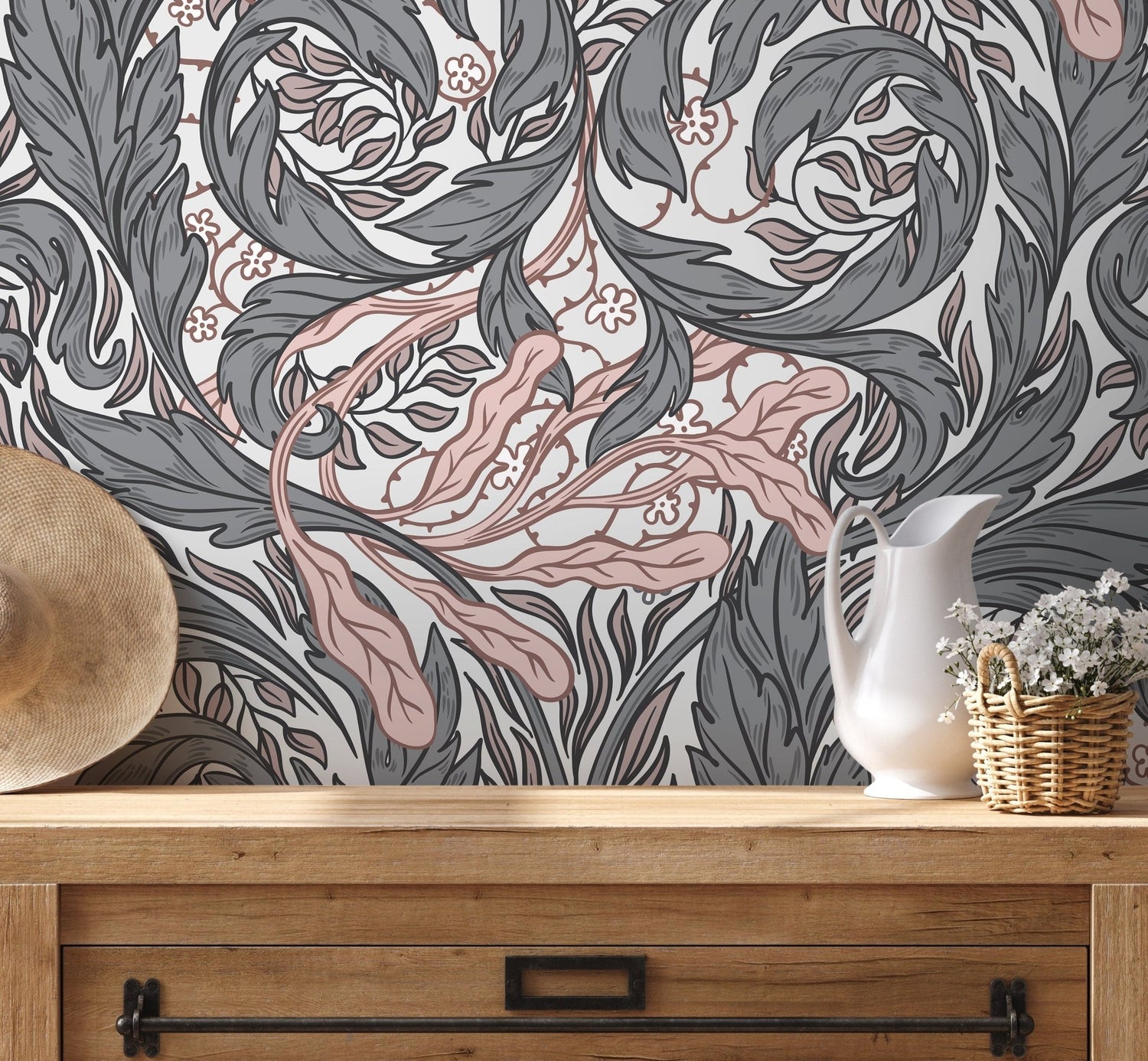 Elegant Floral Swirls Wallpaper - D524 - WallTrend