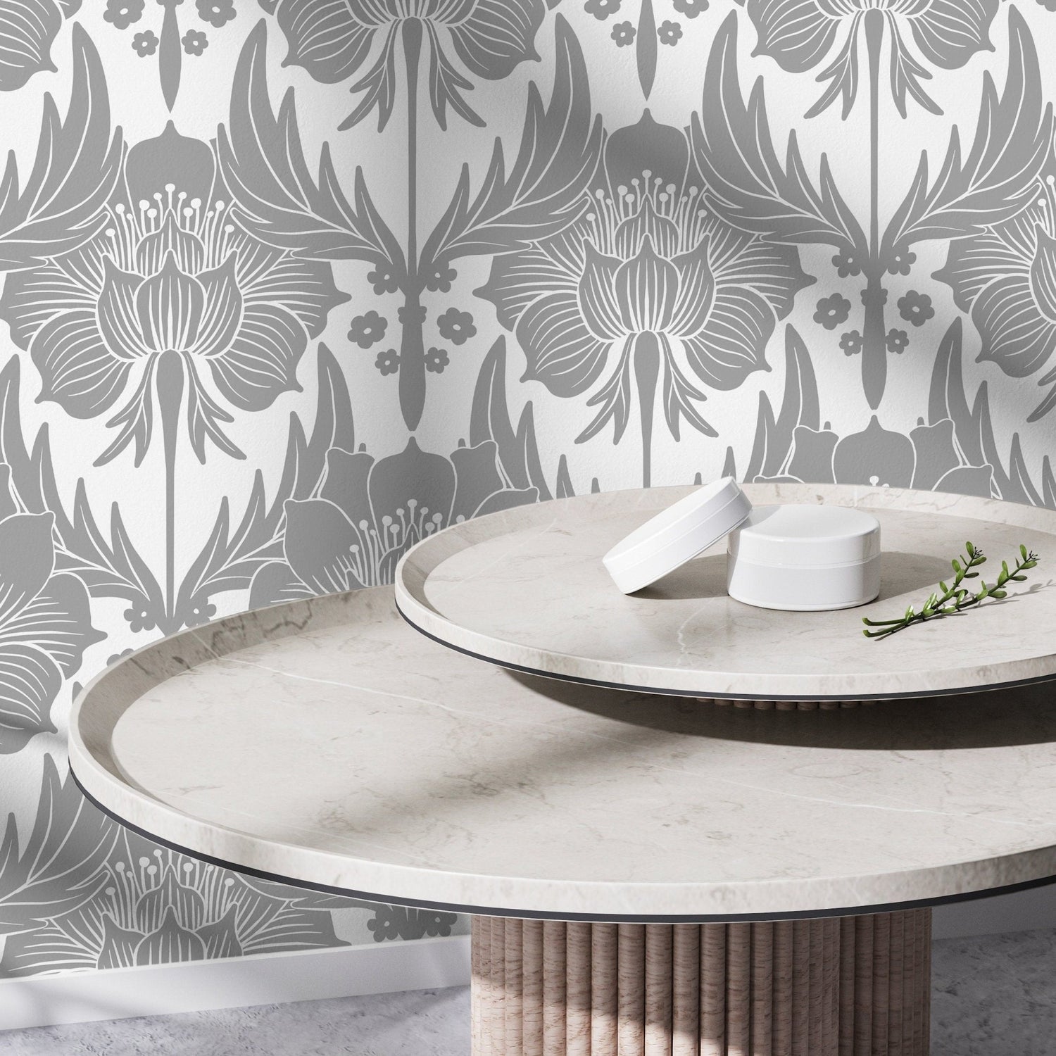 Elegant Floral Symmetry Wallpaper - X172 - WallTrend